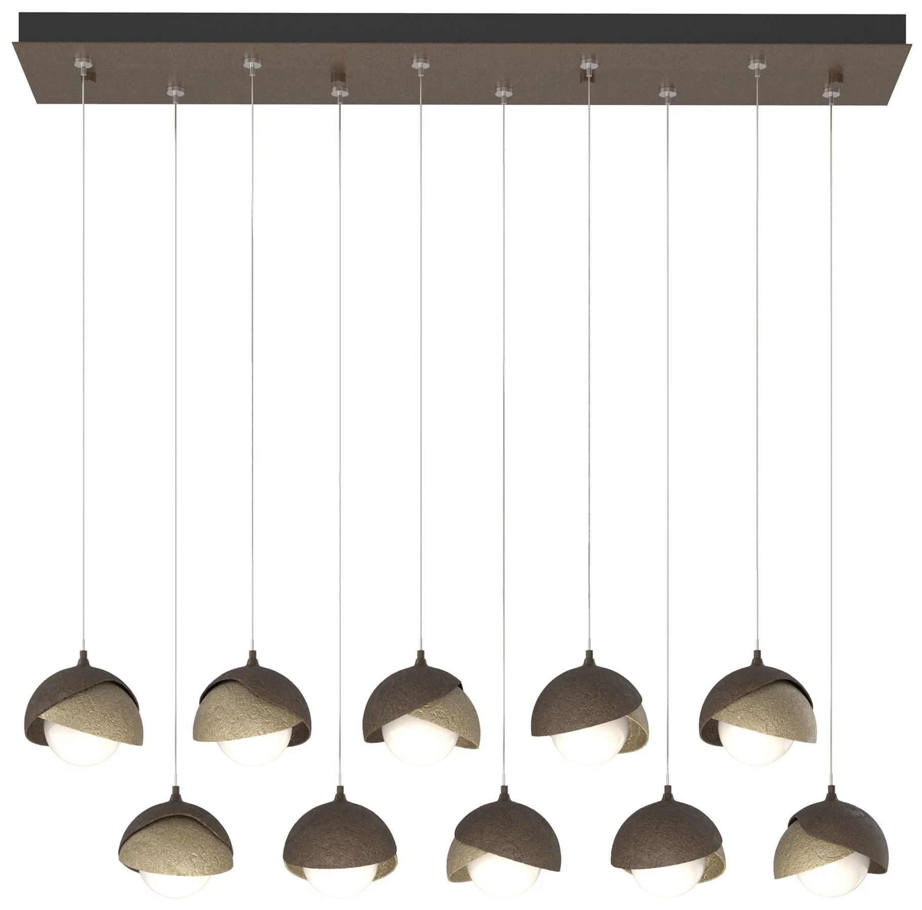 Brooklyn 44.5" Bronze & Gold Rectangular Long 2-Shade Pendant - Image 1