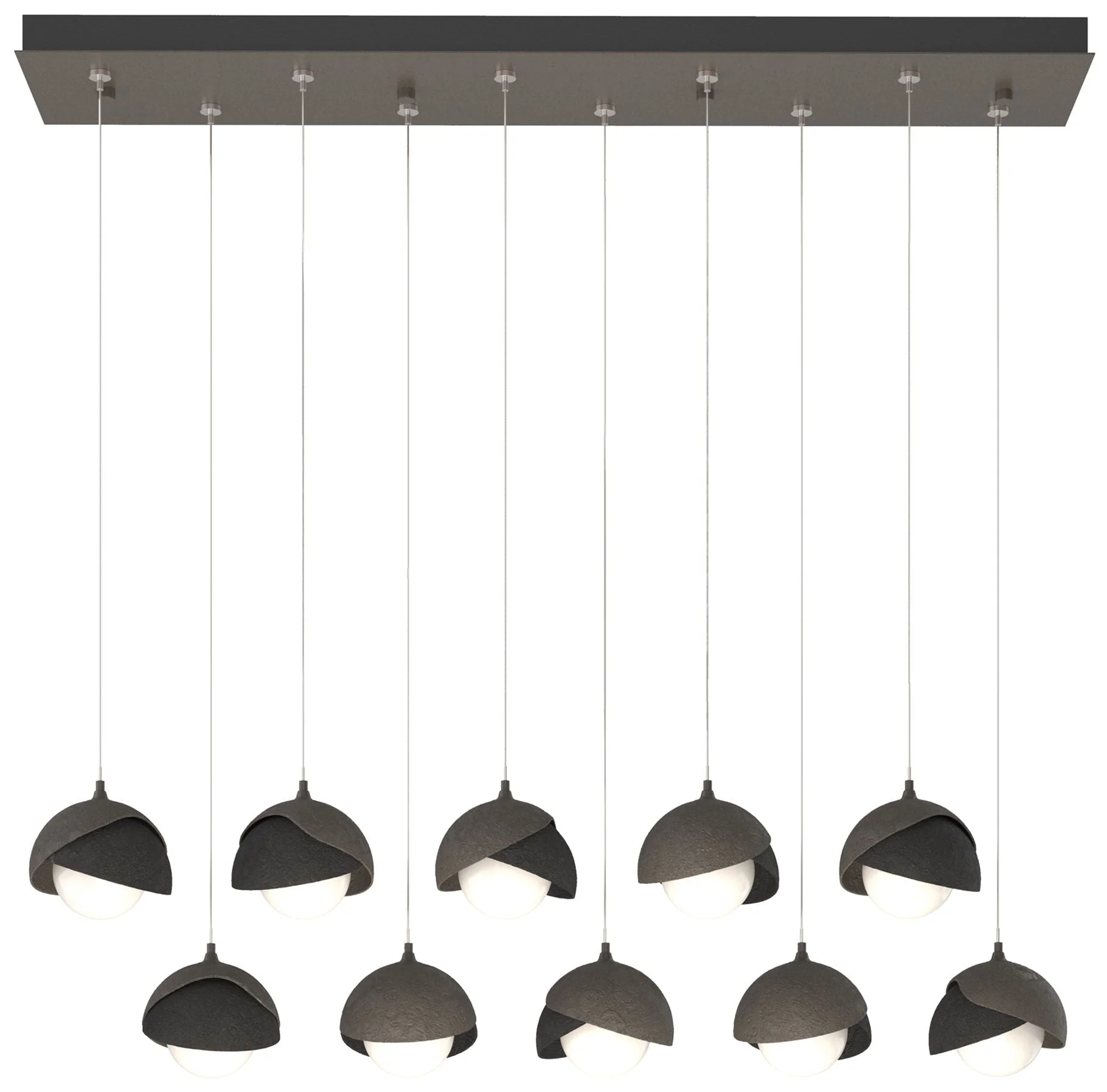 Brooklyn 44.5" Dark Smoke & Black Rectangular Long 2-Shade Pendant - Image 1