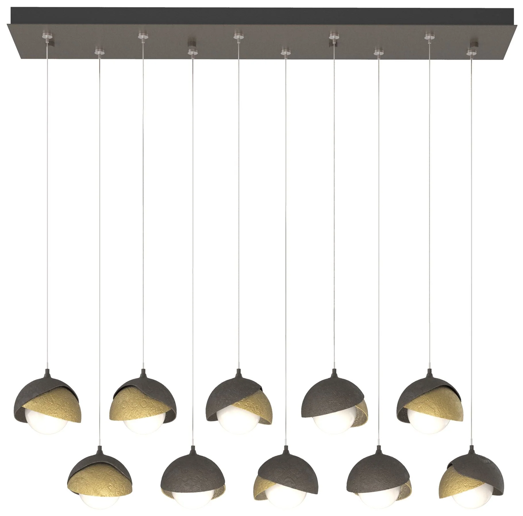 Brooklyn 44.5" Dark Smoke & Brass Rectangular Long 2-Shade Pendant - Image 1