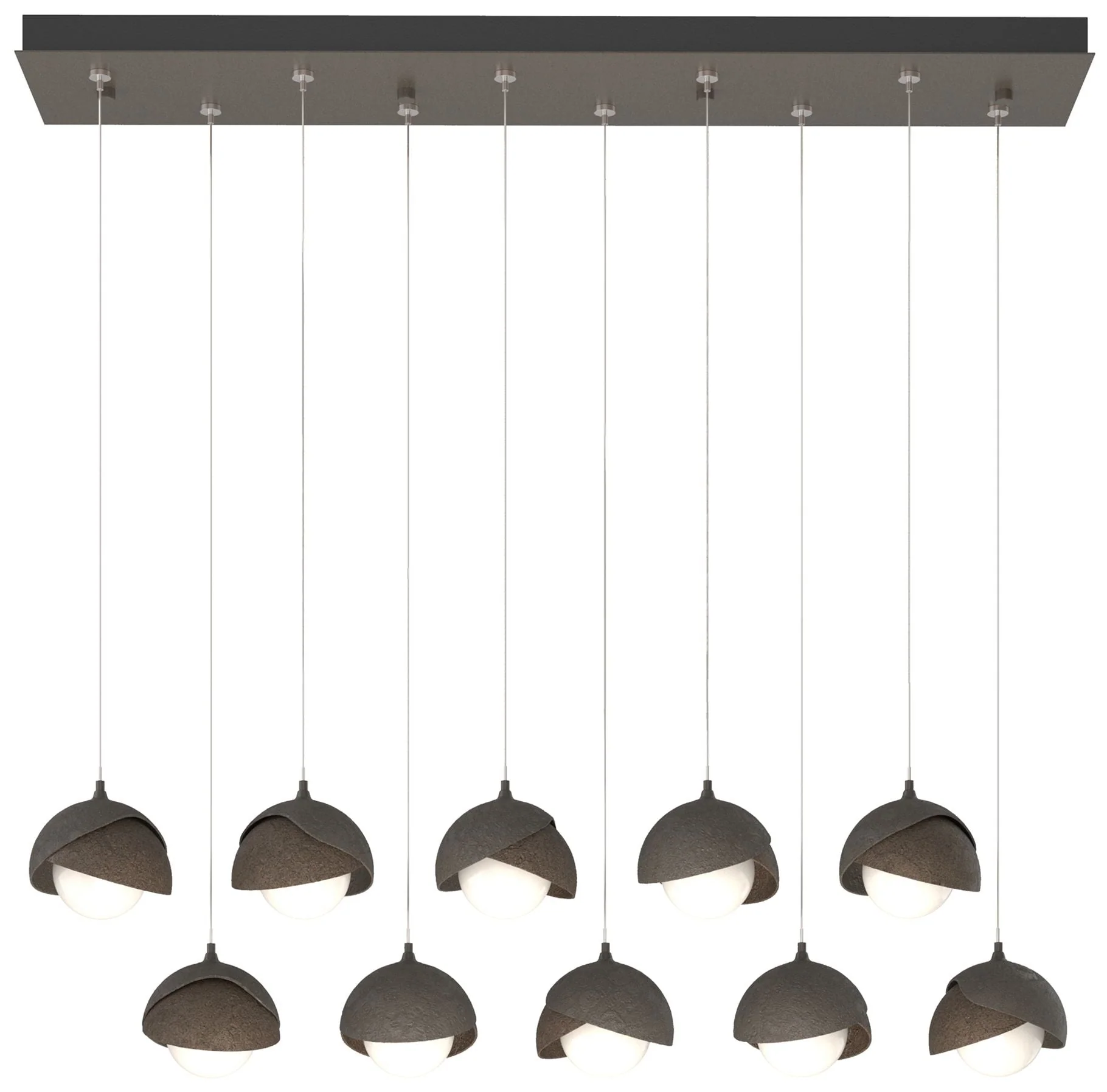 Brooklyn 44.5" Dark Smoke & Bronze Rectangular Long 2-Shade Pendan - Image 1