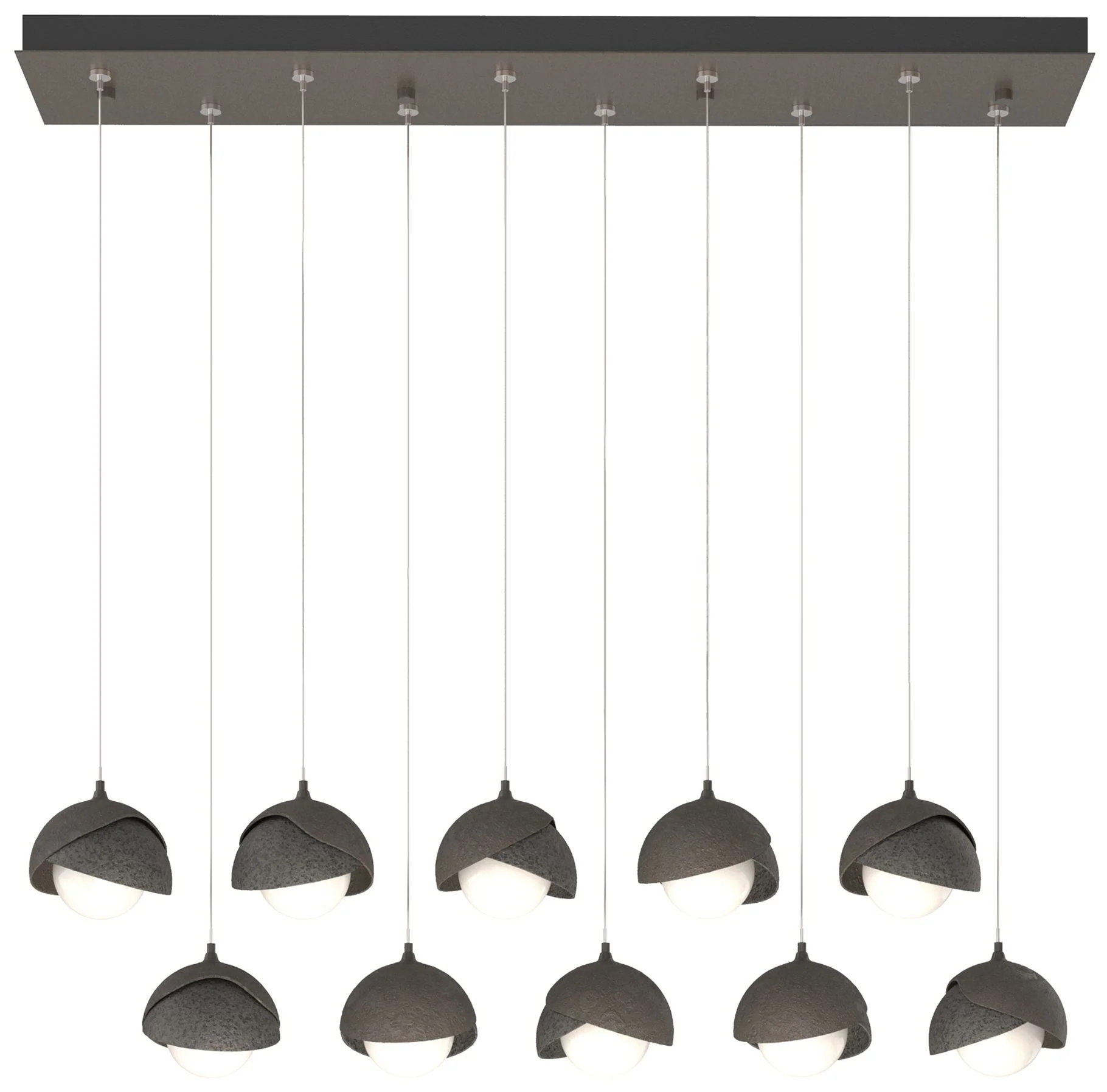 Brooklyn 44.5" Dark Smoke & Iron Rectangular Long 2-Shade Pendant - Image 1