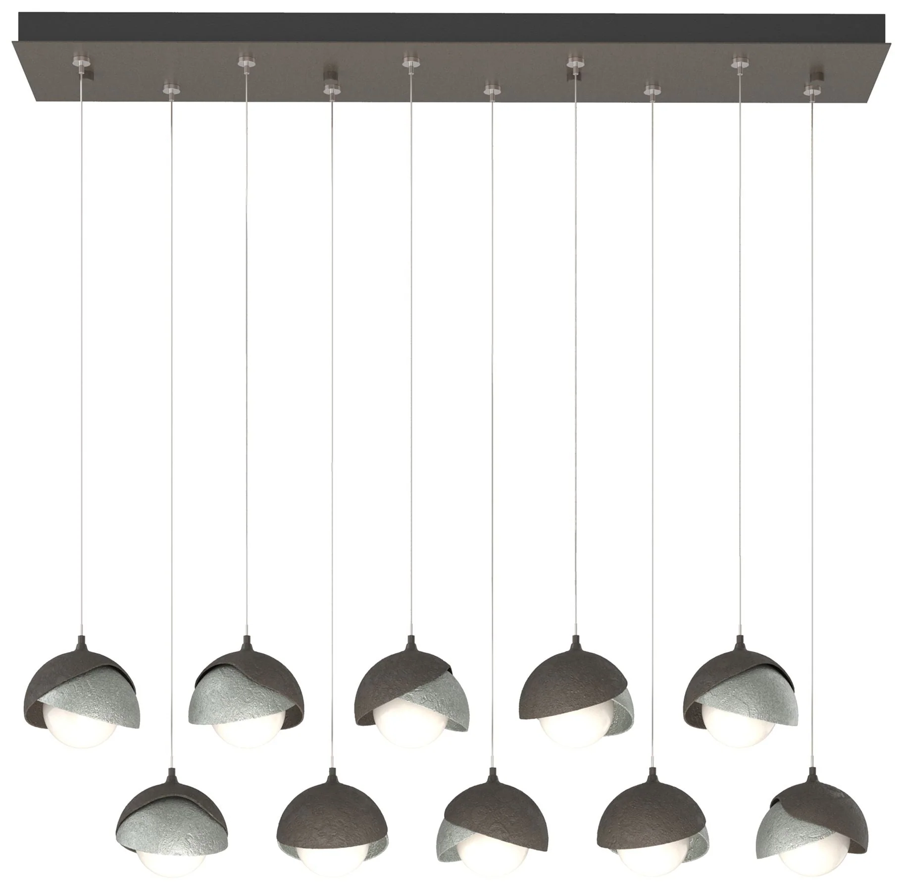 Brooklyn 44.5" Dark Smoke & Platinum Rectangular Long 2-Shade Pend - Image 1