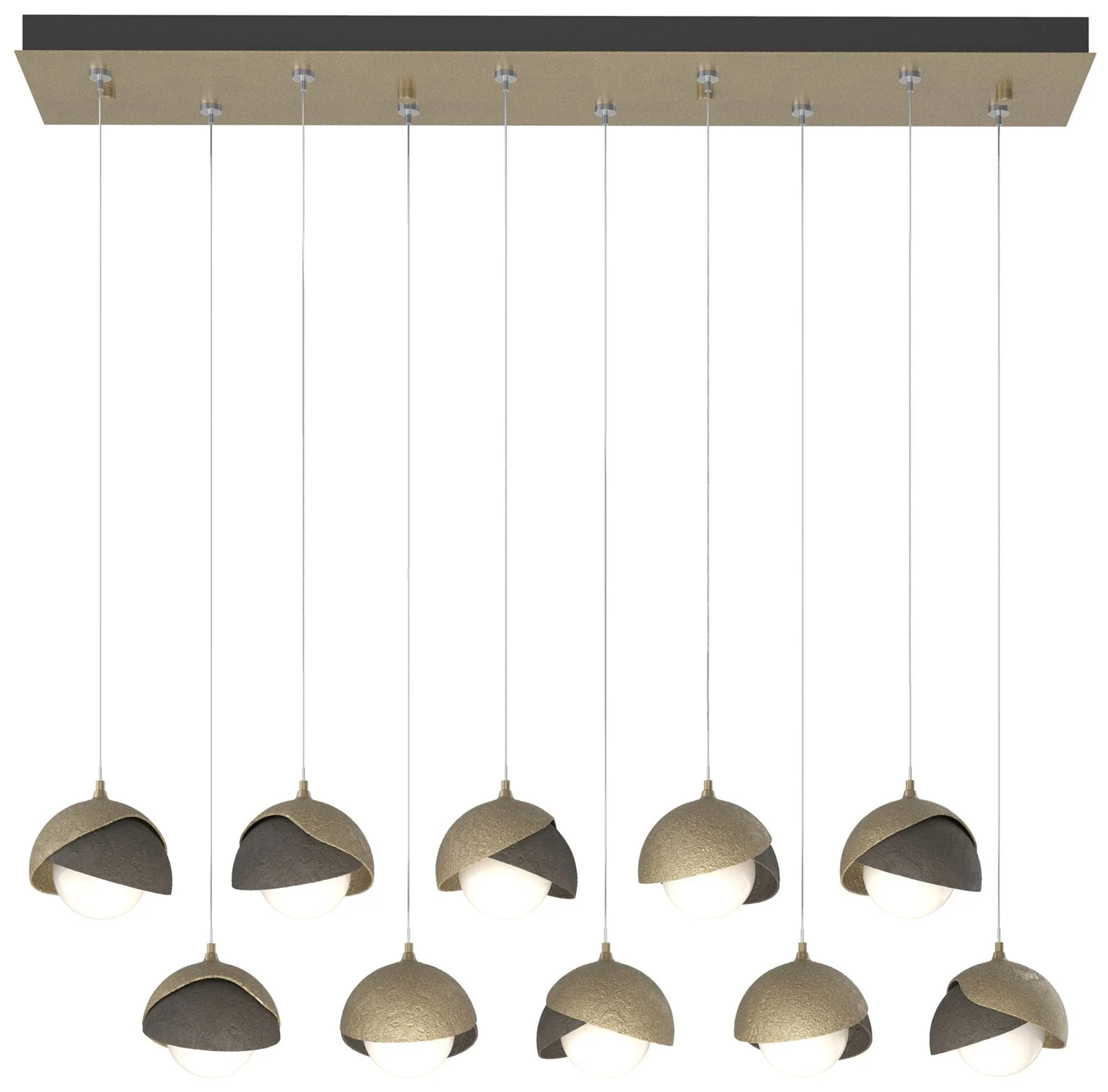 Brooklyn 44.5" Gold & Dark Smoke Rectangular Long 2-Shade Pendant - Image 1