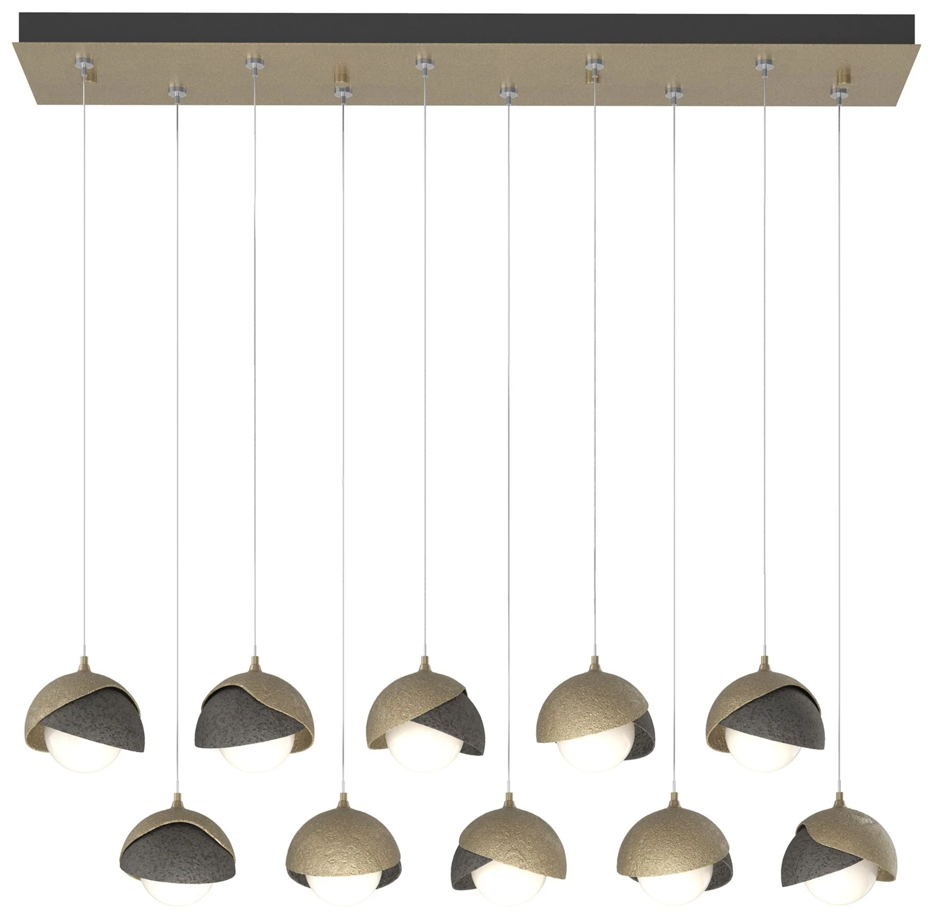 Brooklyn 44.5" Gold & Iron Rectangular Long 2-Shade Pendant - Image 1