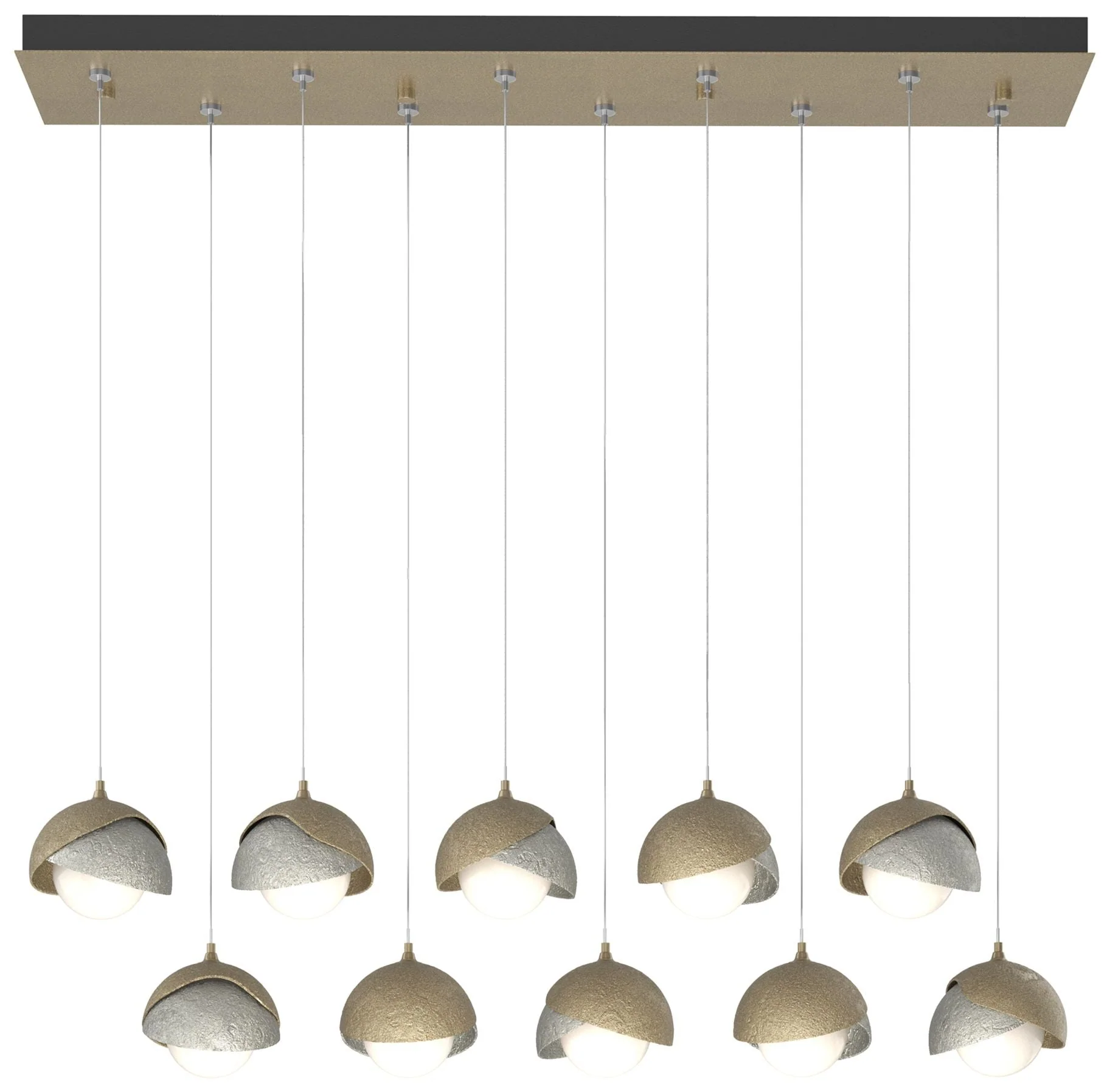 Brooklyn 44.5" Gold & Sterling Rectangular Long 2-Shade Pendant - Image 1