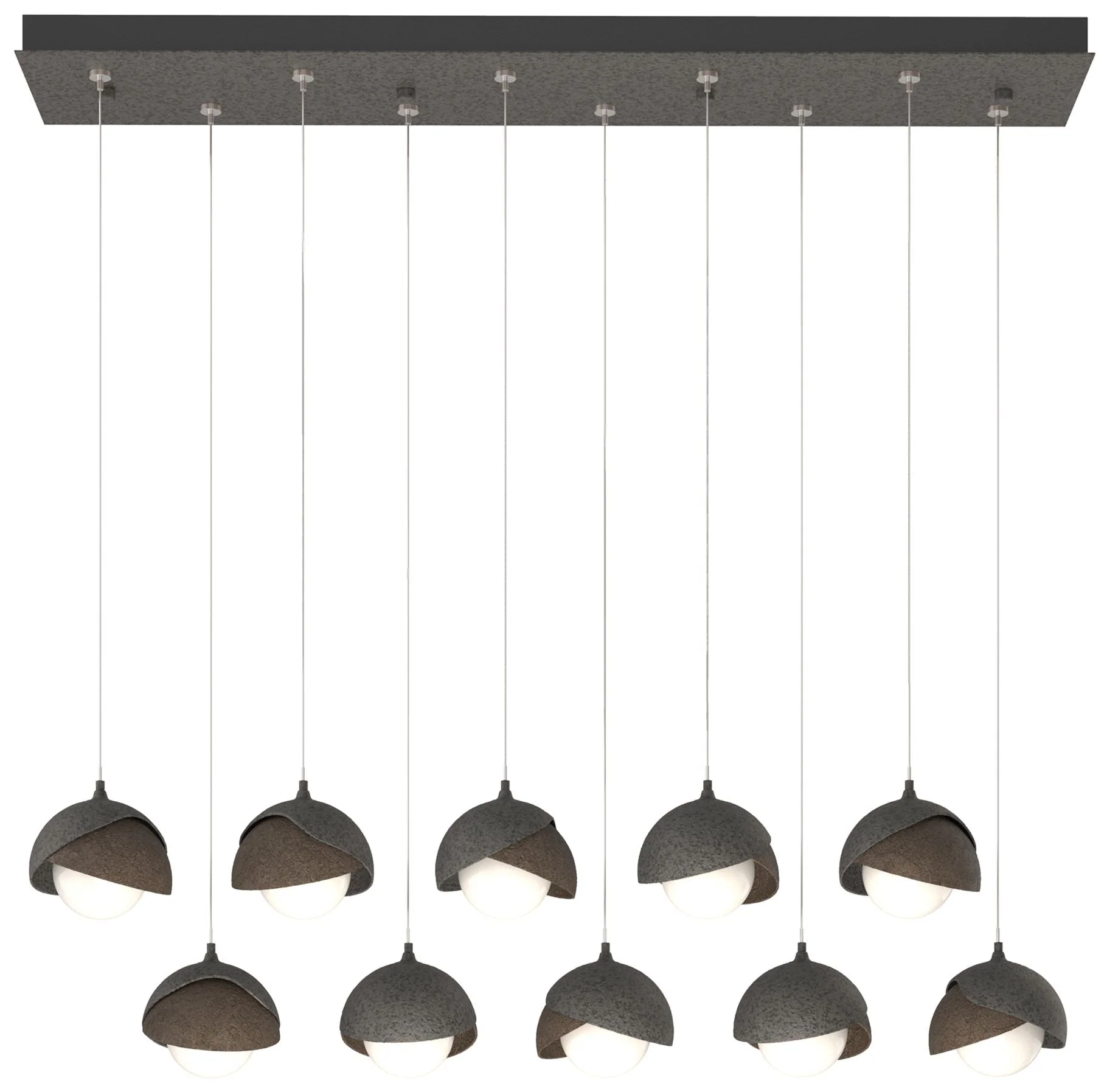Brooklyn 44.5" Iron & Bronze Rectangular Long 2-Shade Pendant - Image 1