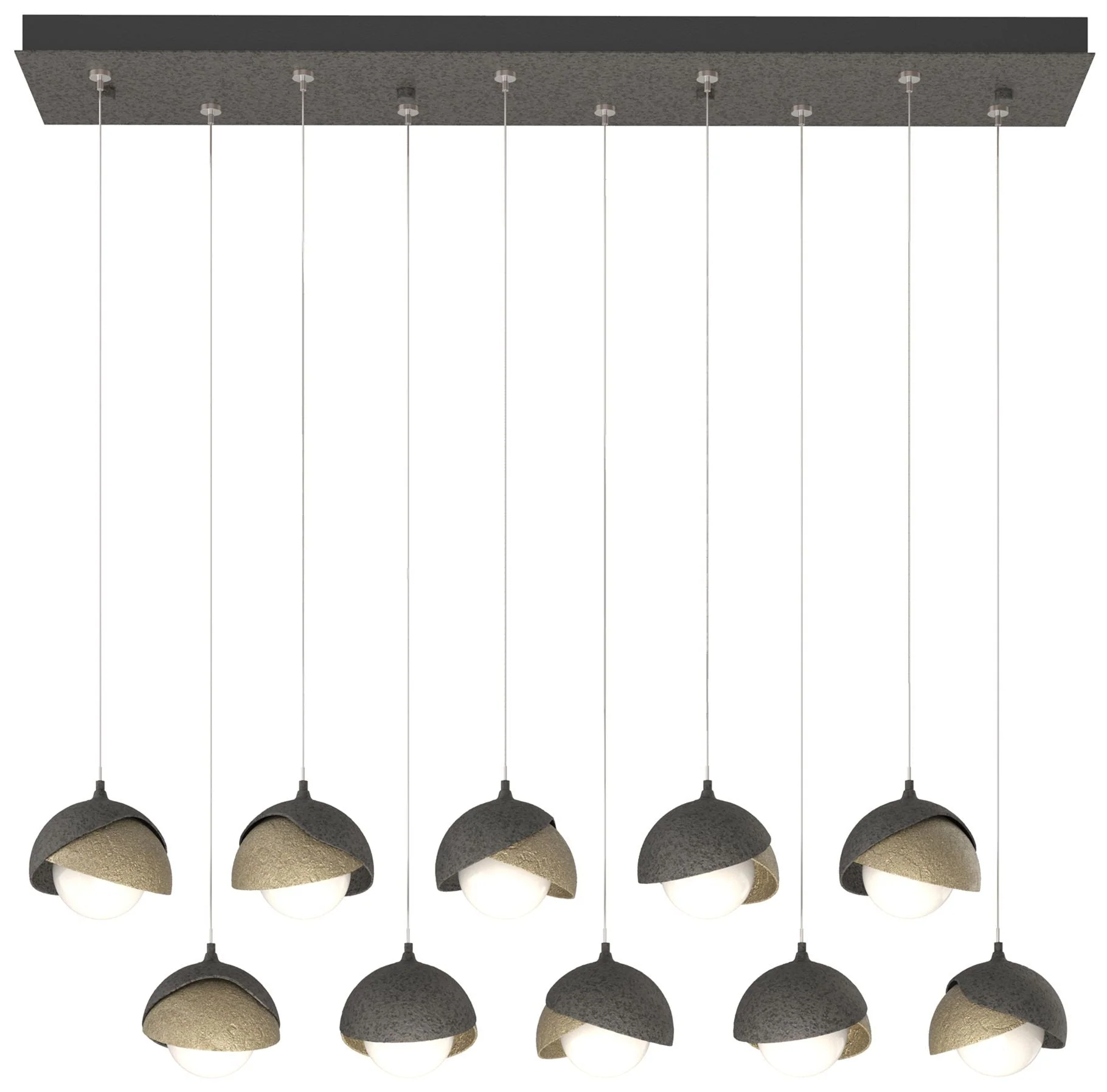 Brooklyn 44.5" Iron & Gold Rectangular Long 2-Shade Pendant - Image 1