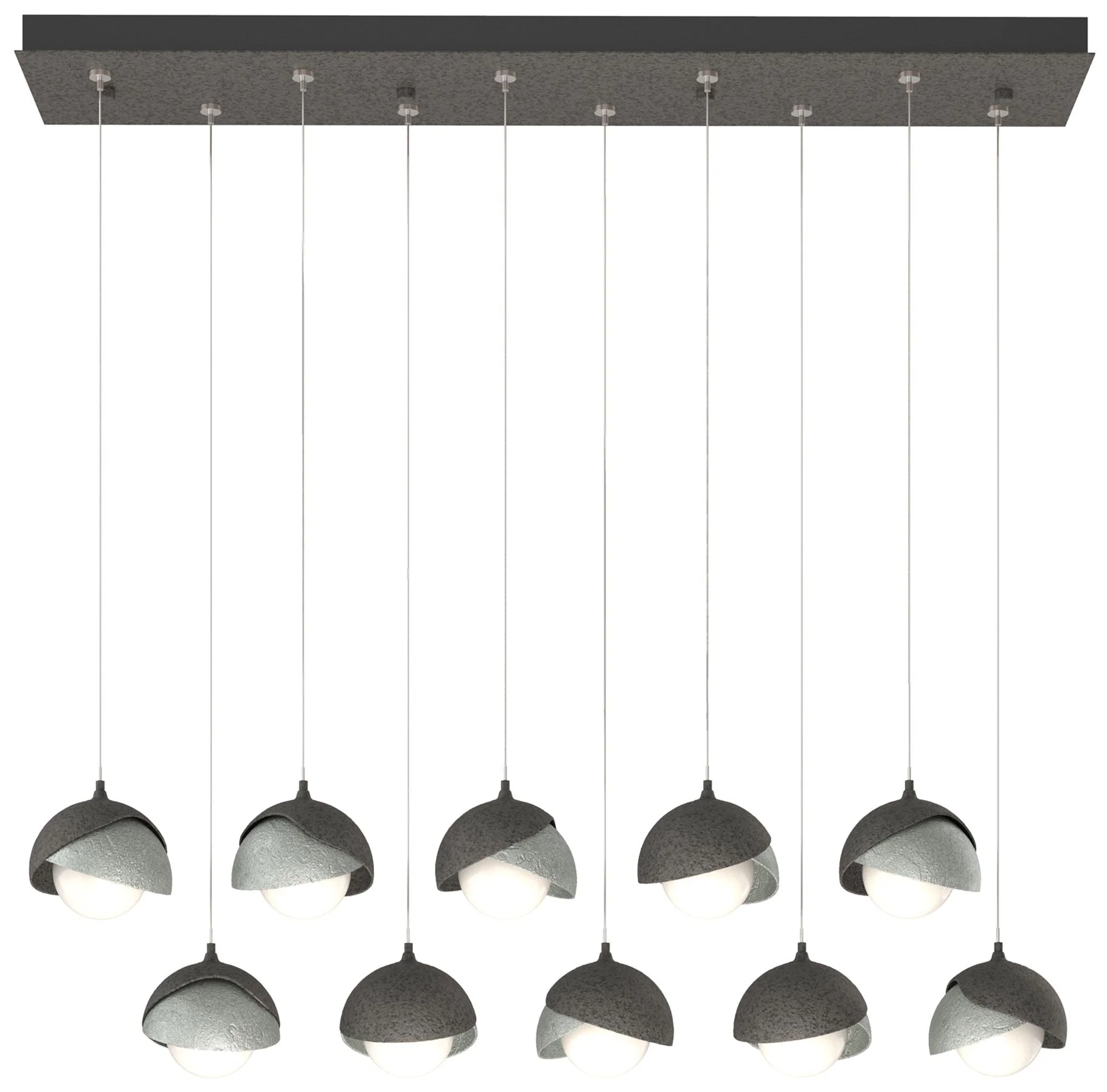 Brooklyn 44.5" Iron & Platinum Rectangular Long 2-Shade Pendant - Image 1