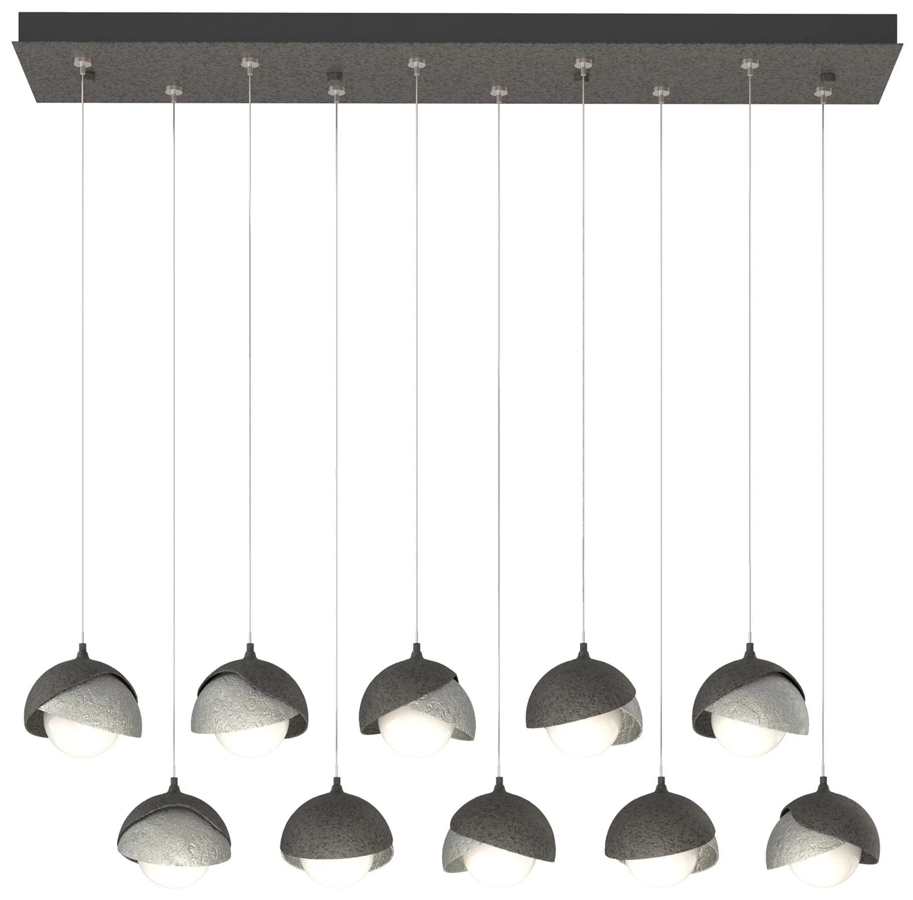 Brooklyn 44.5" Iron & Sterling Rectangular Long 2-Shade Pendant - Image 1