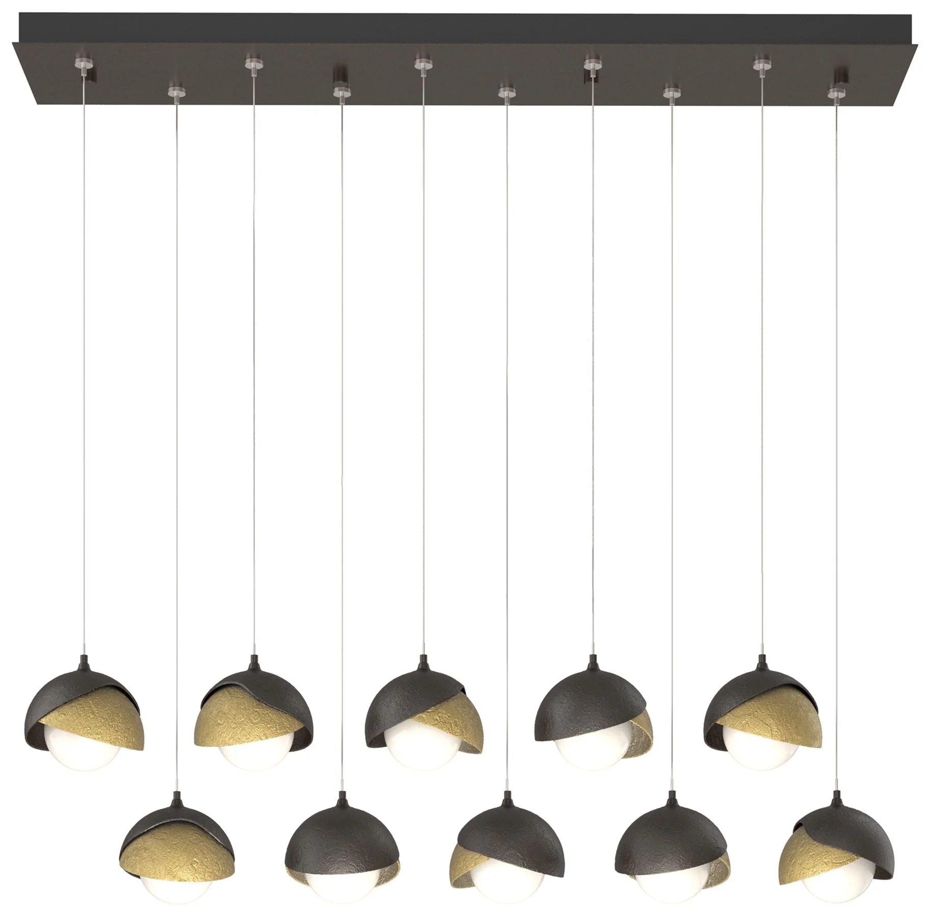 Brooklyn 44.5" Oil Rubbed Bronze & Brass Rectangular Long 2-Shade - Image 1