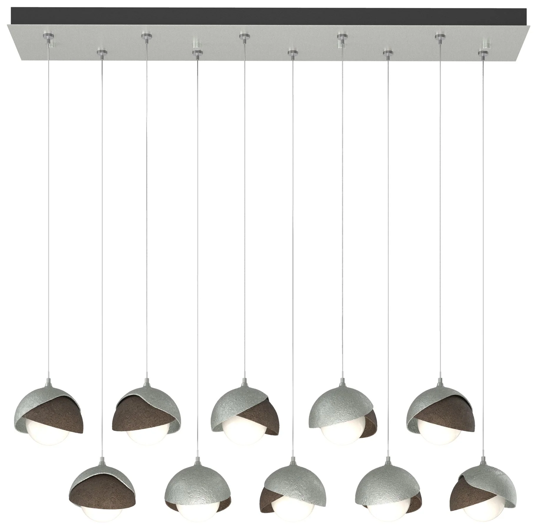 Brooklyn 44.5" Platinum & Bronze Rectangular Long 2-Shade Pendant - Image 1