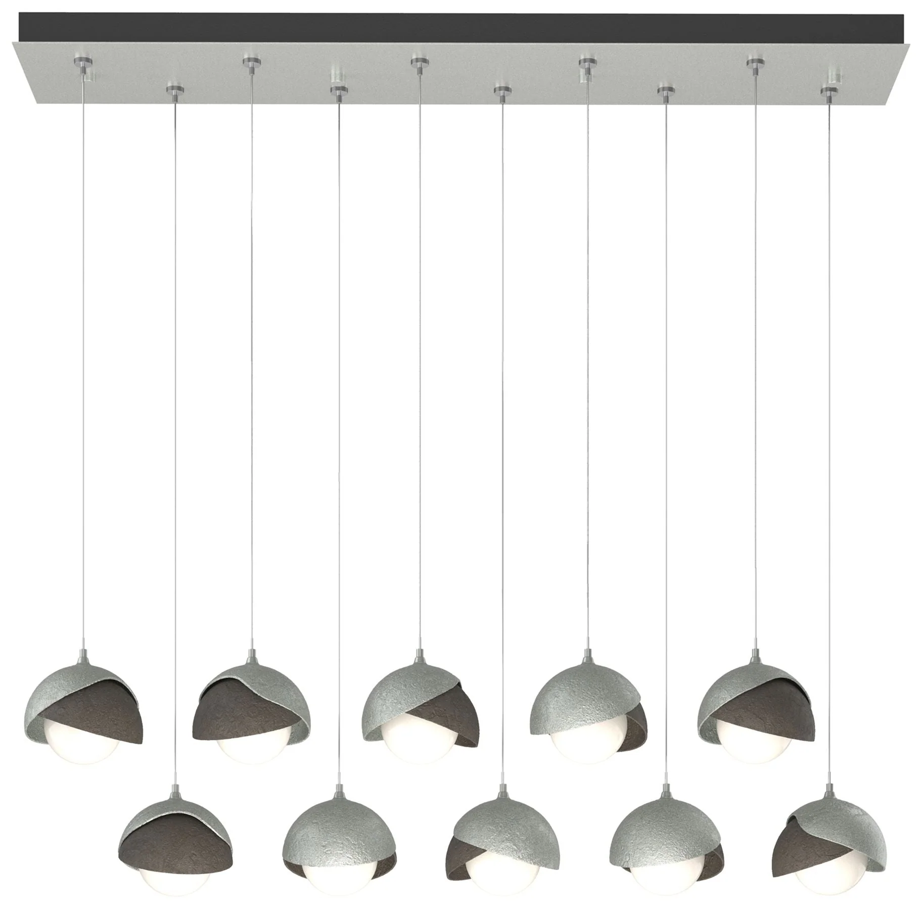 Brooklyn 44.5" Platinum & Dark Smoke Rectangular Long 2-Shade Pend - Image 1