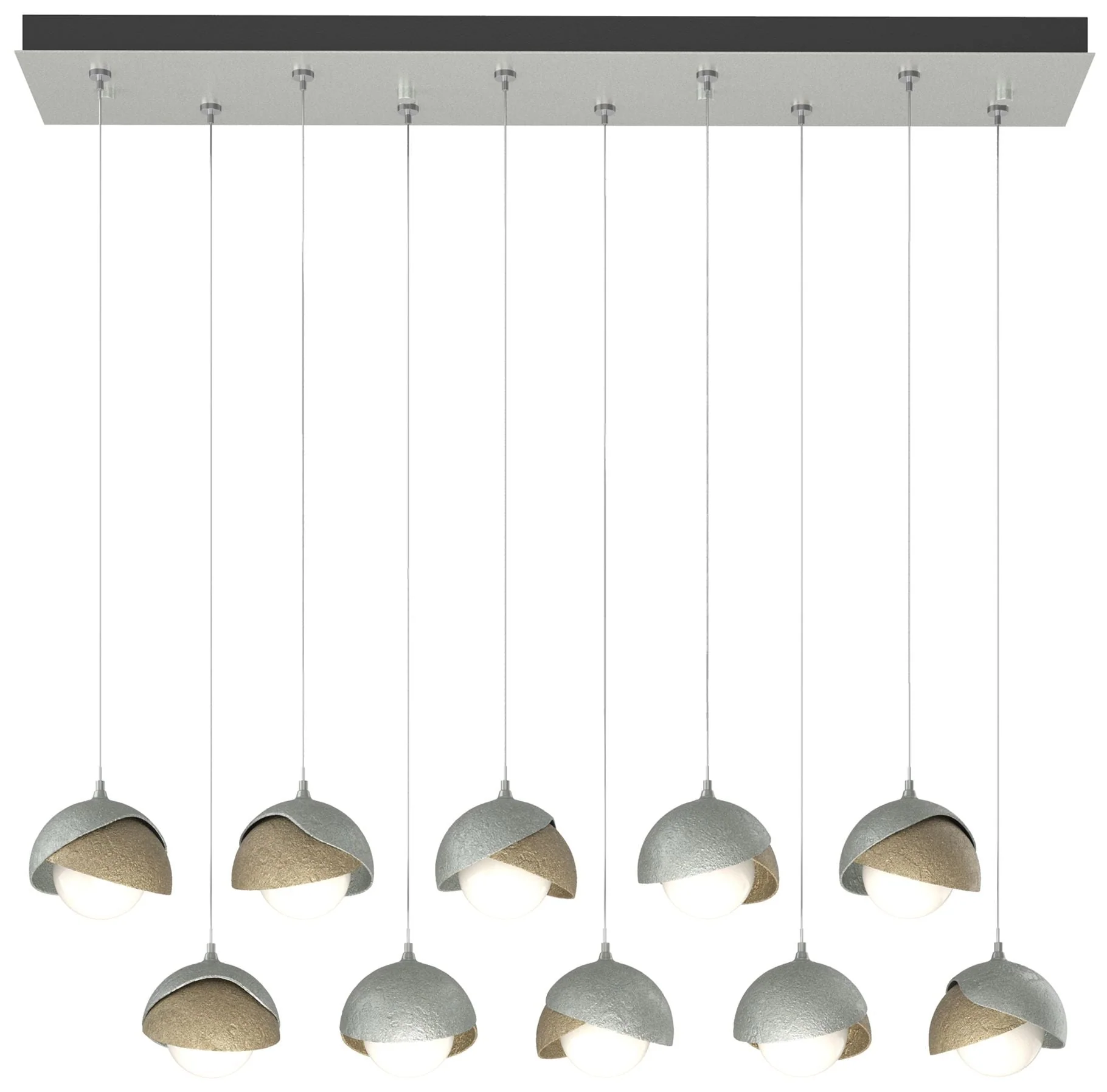 Brooklyn 44.5" Platinum & Gold Rectangular Long 2-Shade Pendant - Image 1