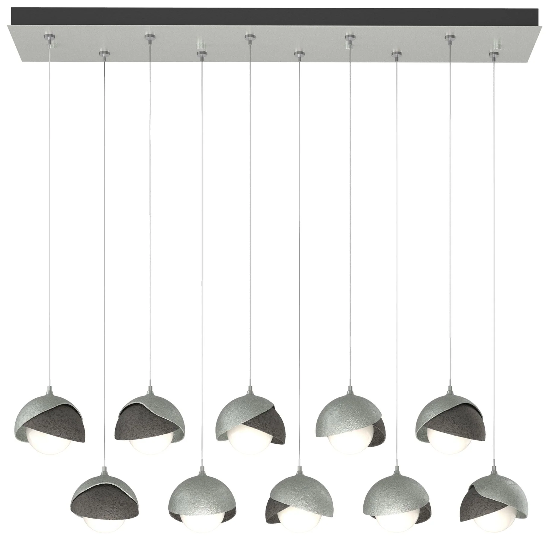 Brooklyn 44.5" Platinum & Iron Rectangular Long 2-Shade Pendant - Image 1