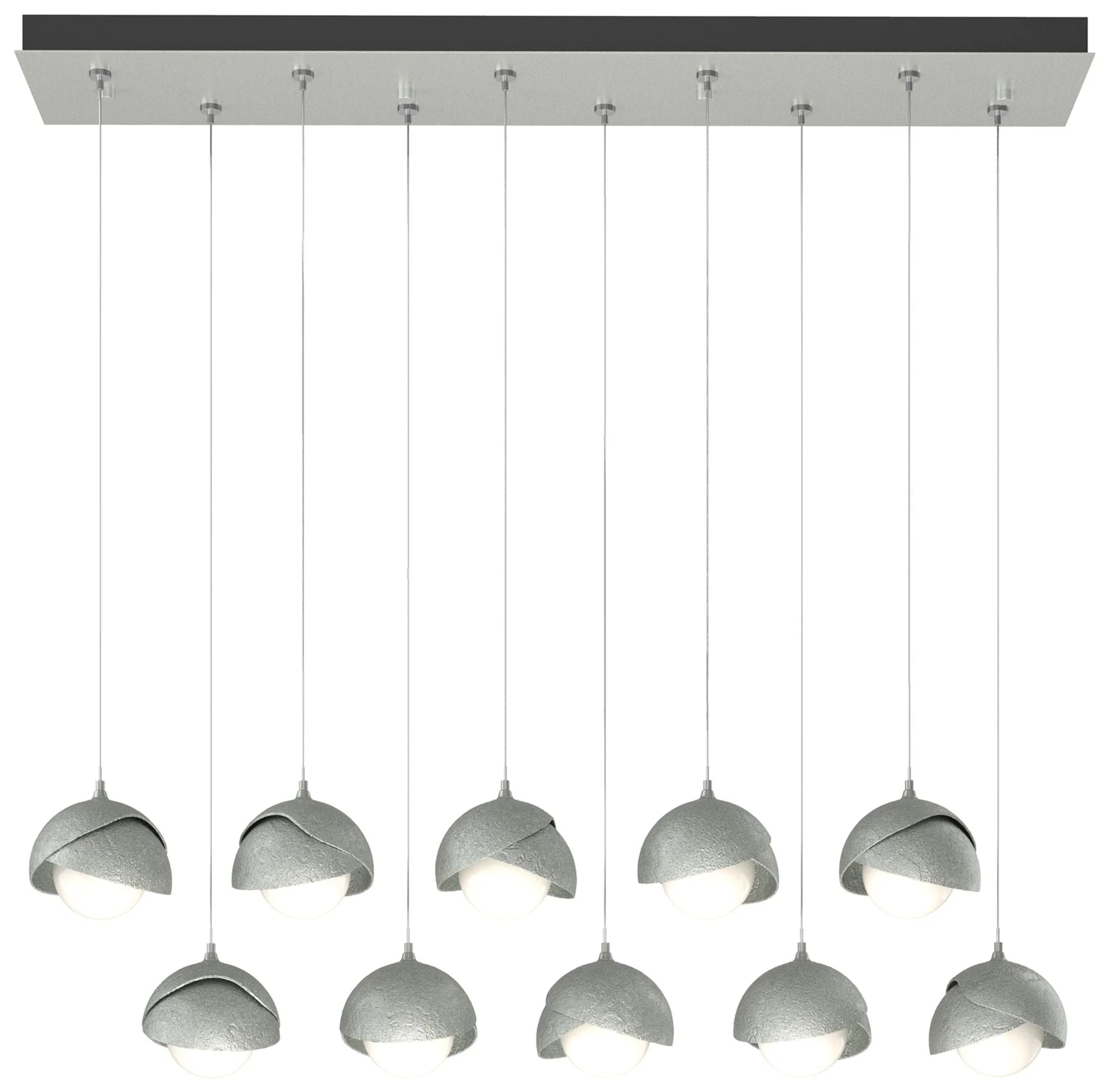 Brooklyn 44.5" Platinum & Platinum Rectangular Long 2-Shade Pendan - Image 1