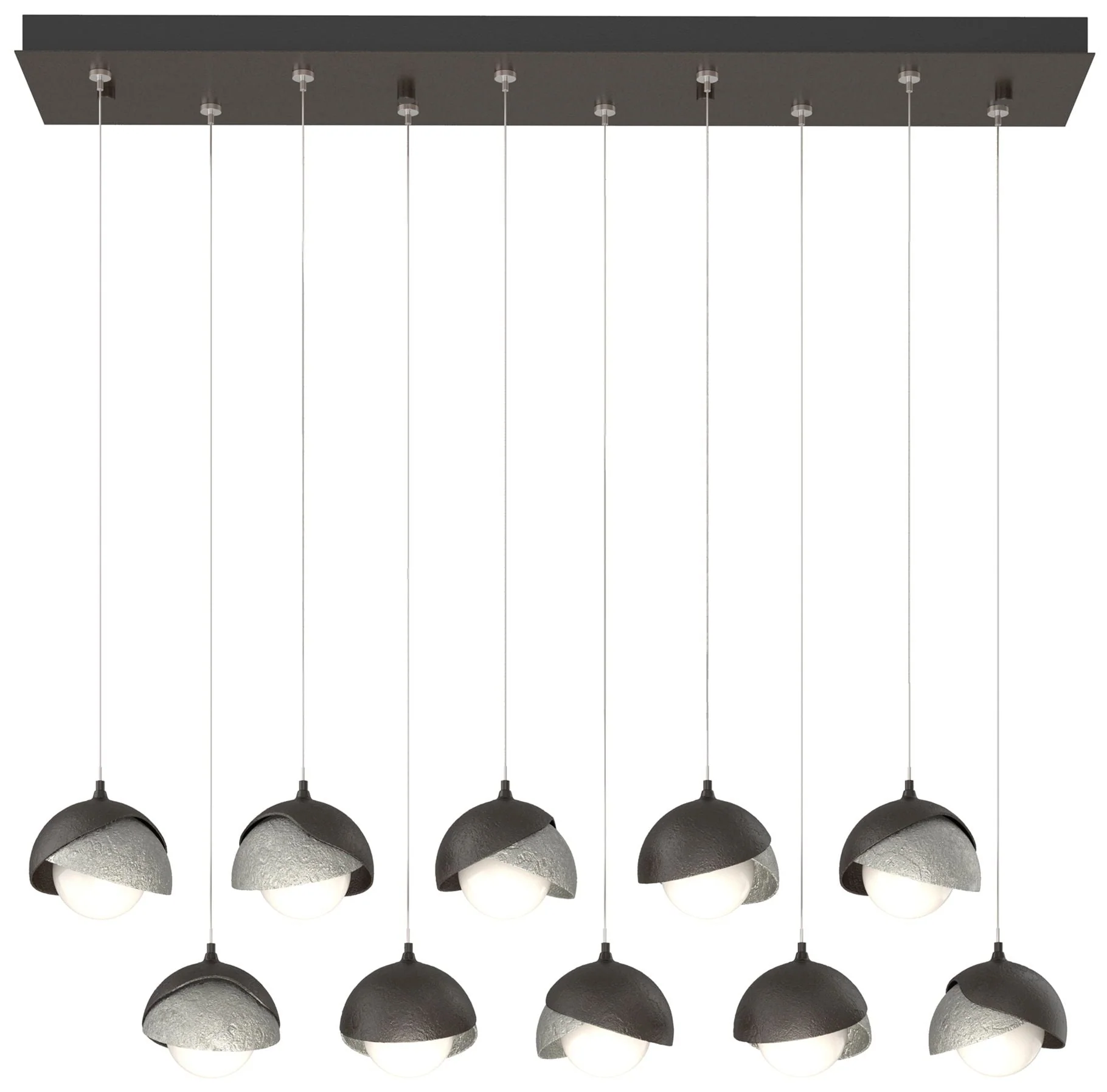 Brooklyn 44.5" Rubbed Bronze & Sterling Rectangular Long 2-Shade P - Image 1