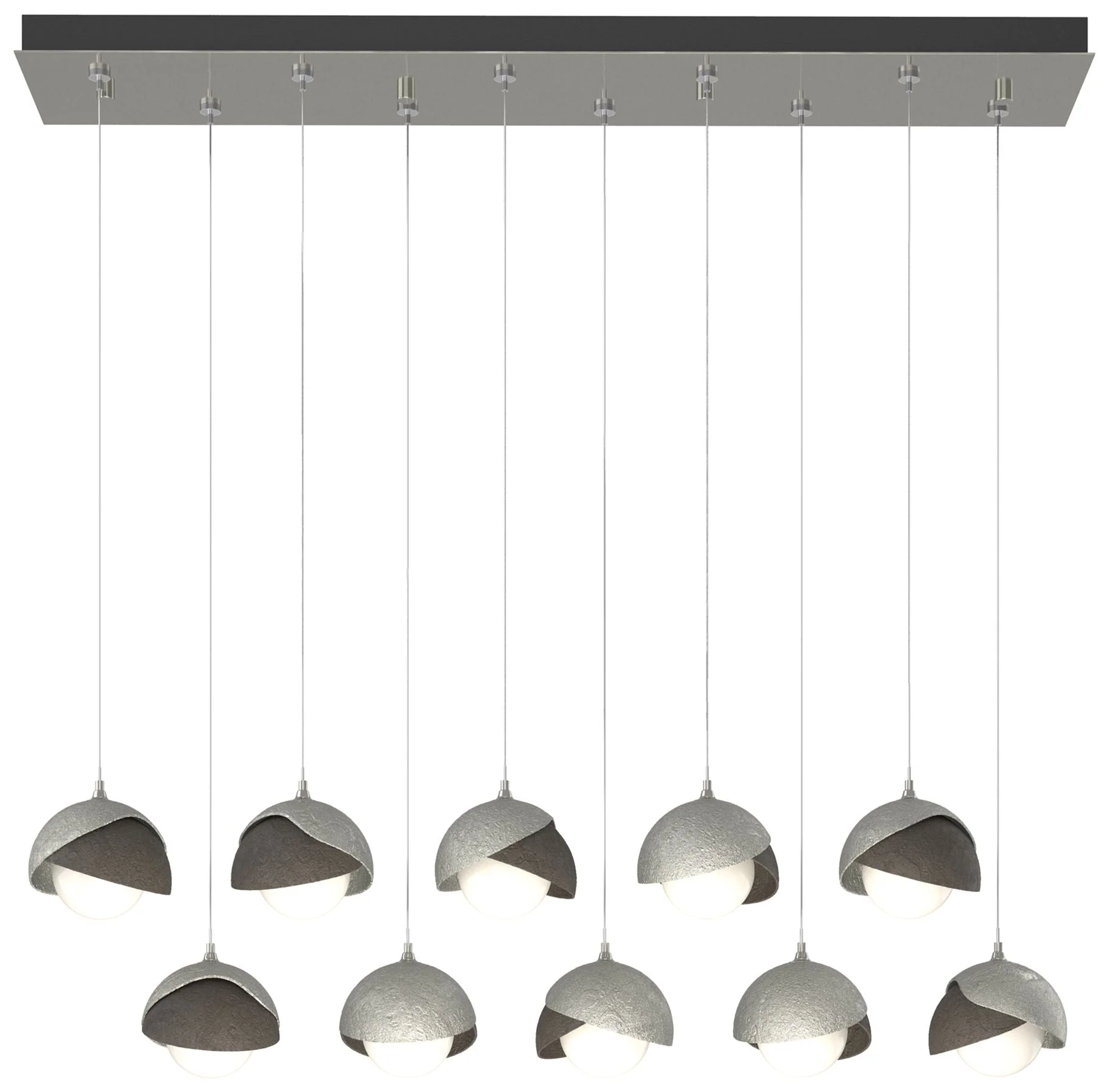 Brooklyn 44.5″ Sterling & Dark Smoke Rectangular Long 2-Shade Pendant