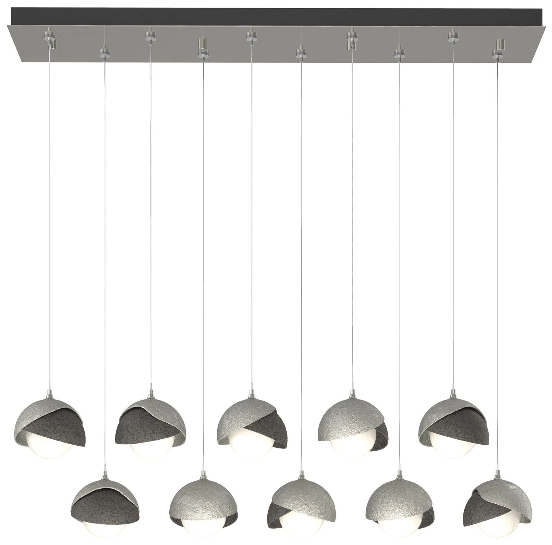 Brooklyn 44.5" Sterling & Iron Rectangular Long 2-Shade Pendant - Image 1