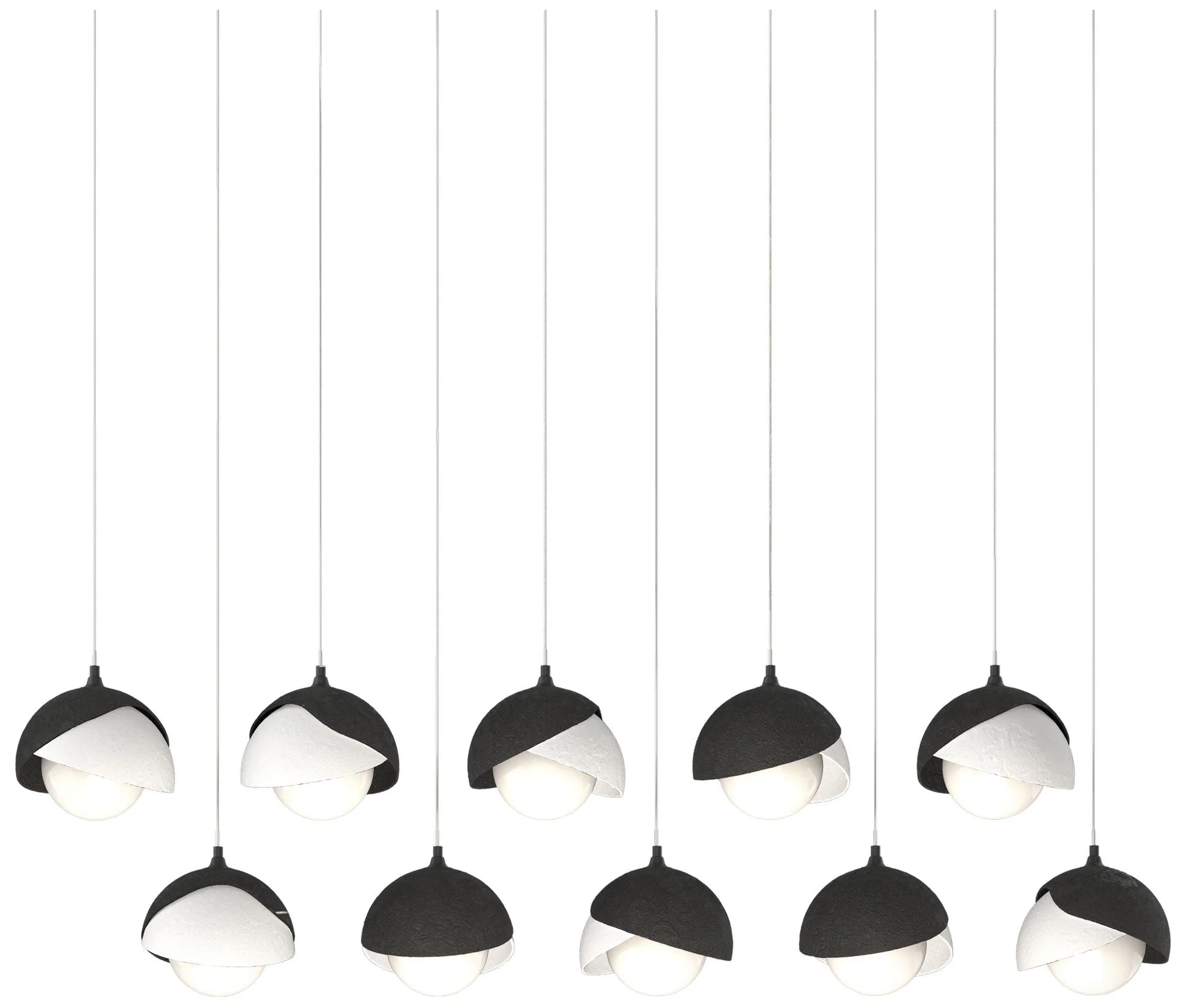 Brooklyn 44.5"W 10-Light Double Rectangular White and Black Long Penda - Image 1