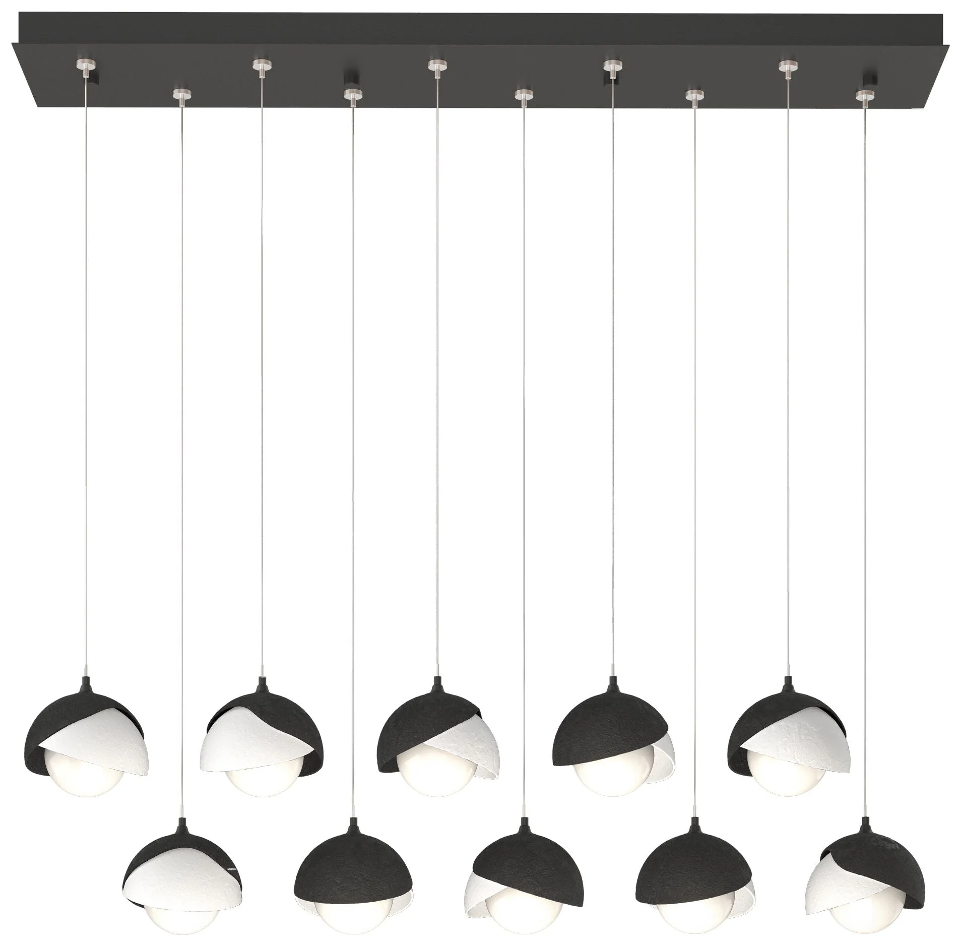 Brooklyn 44.5"W 10-Light Double Rectangular White & Black Standard - Image 1