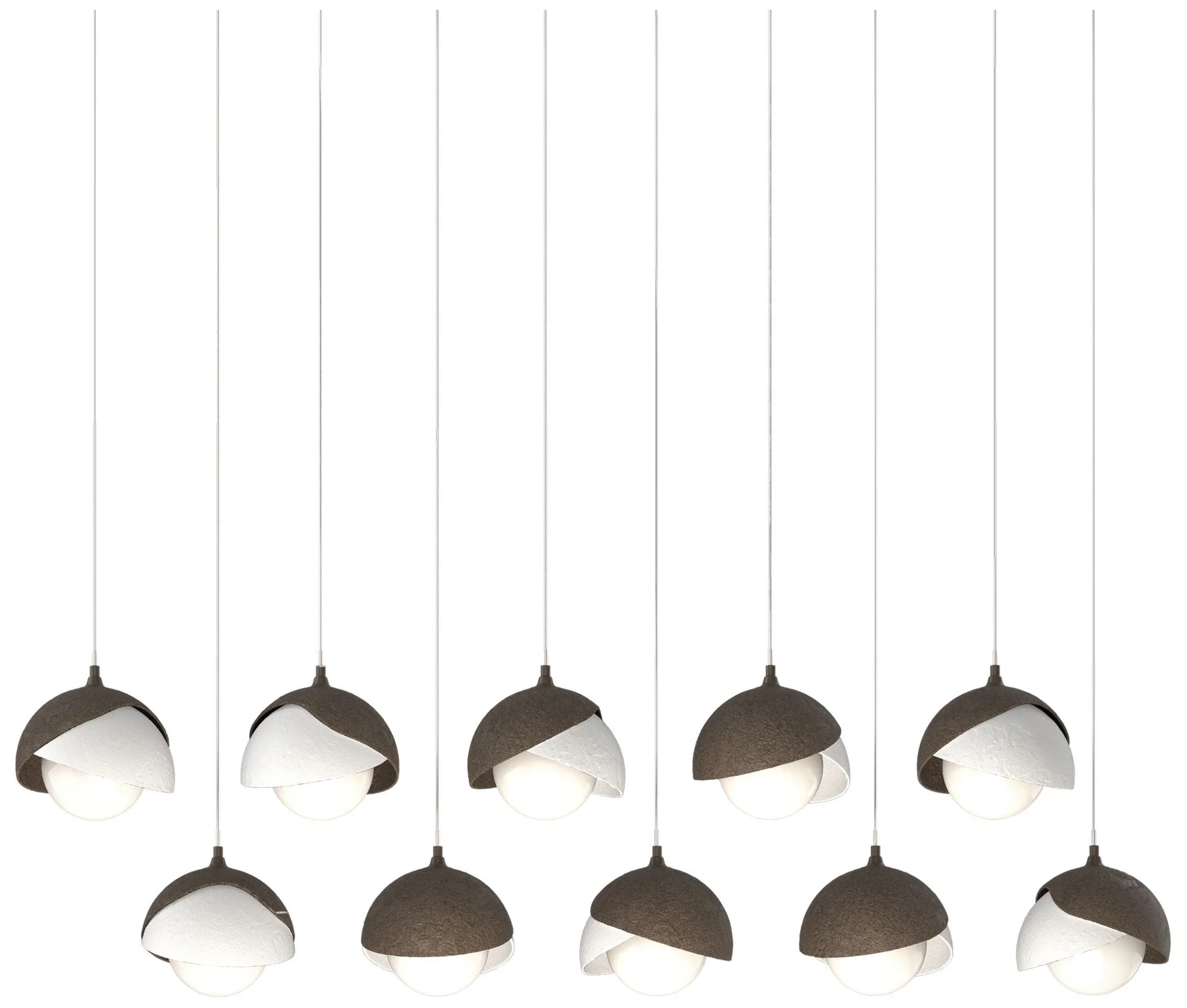 Brooklyn 44.5"W 10-Light Double Rectangular White and Bronze Long Pend - Image 1