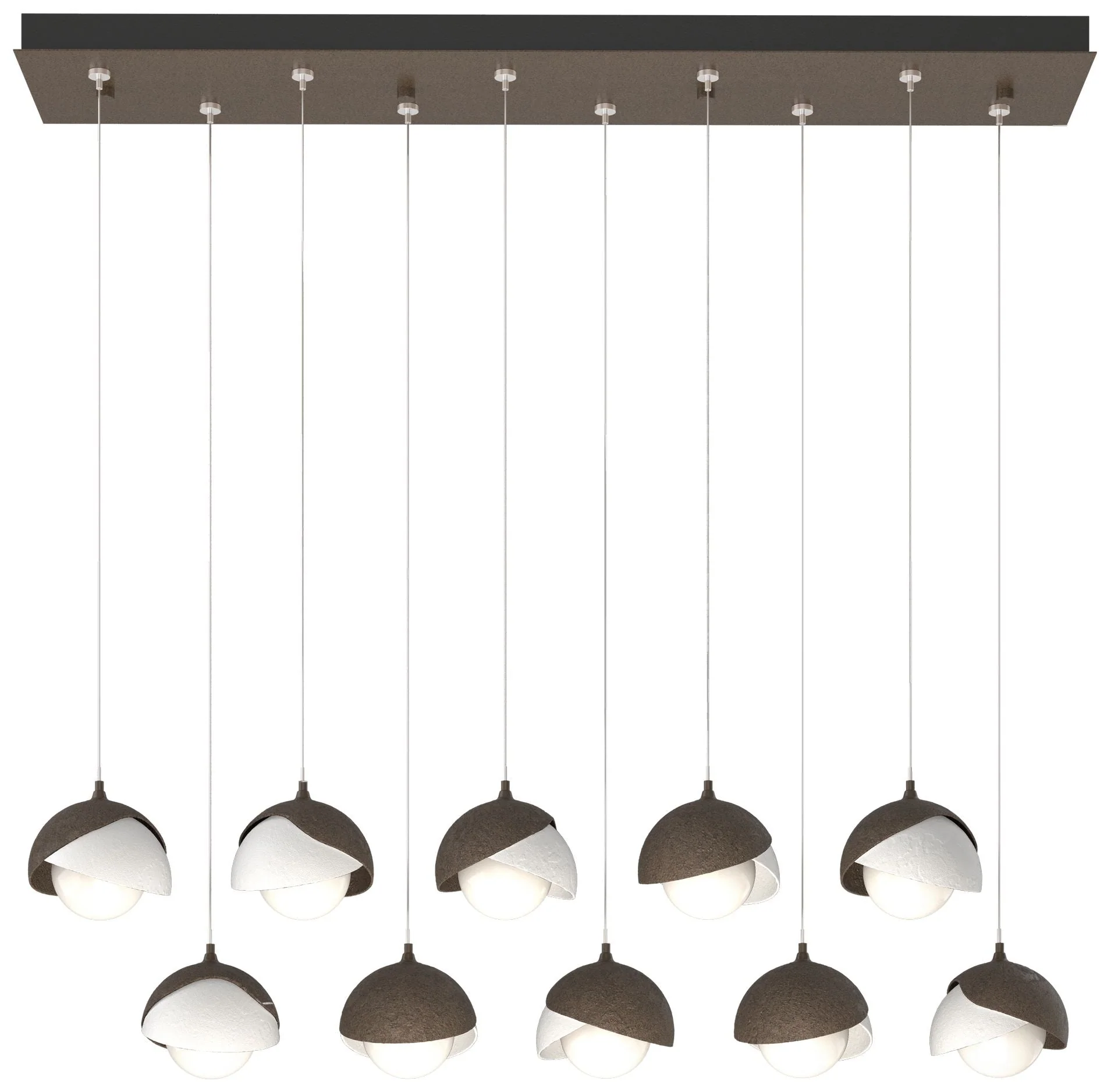 Brooklyn 44.5"W 10-Light Double Rectangular White & Bronze Standar - Image 1