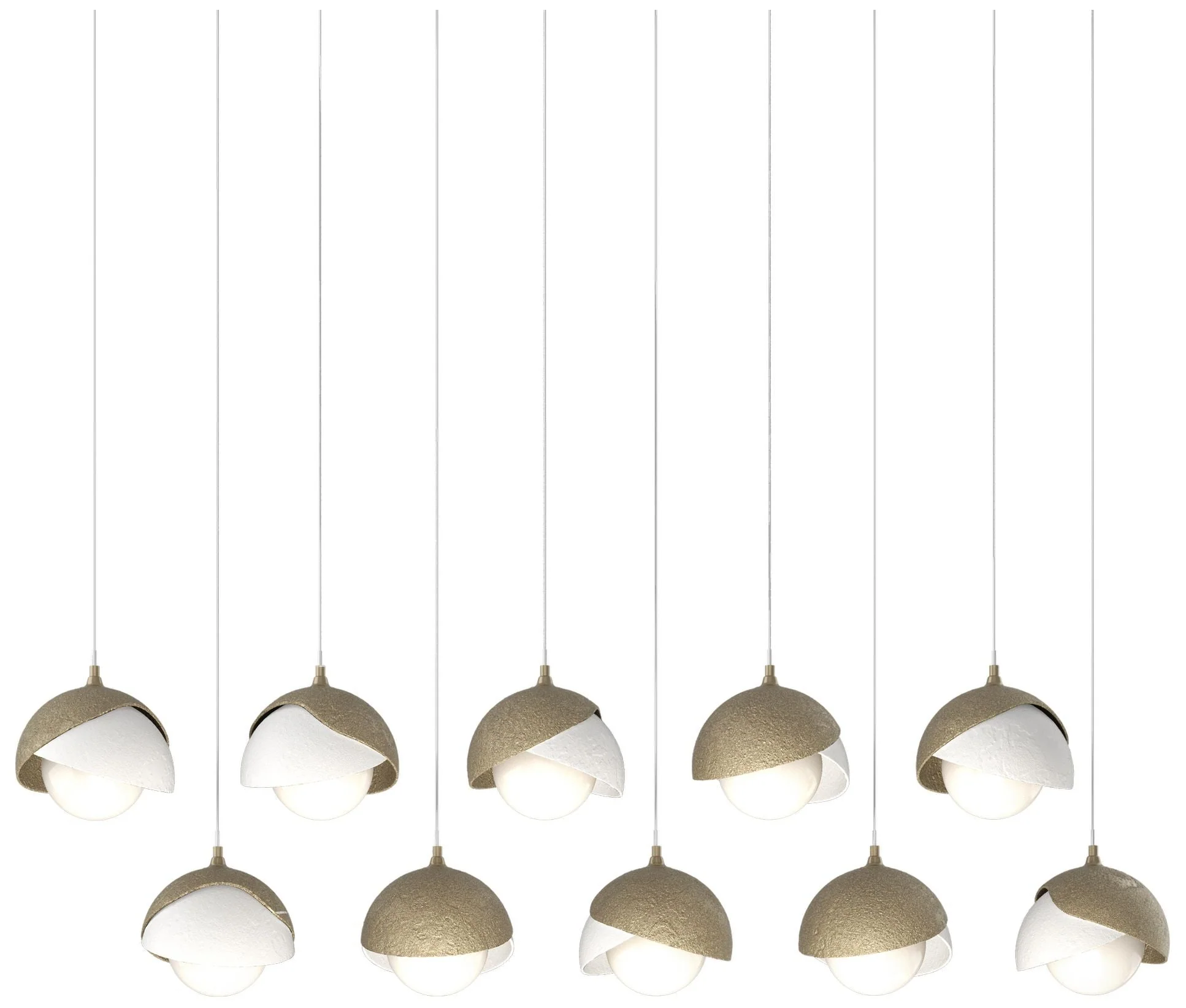 Brooklyn 44.5"W 10-Light Double Rectangular White and Gold Long Pendan - Image 1