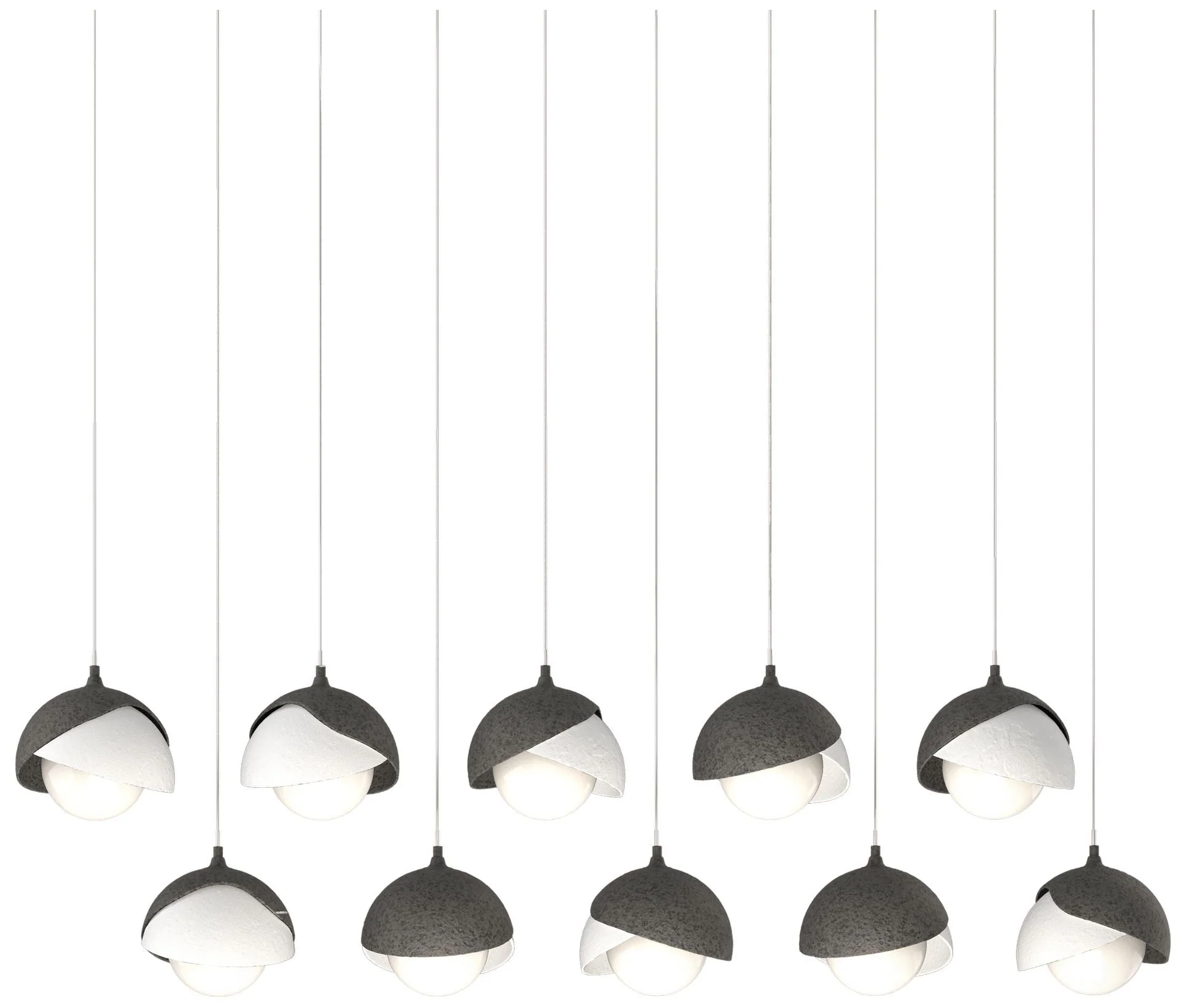 Brooklyn 44.5"W 10-Light Double Rectangular White and Iron Long Pendan - Image 1