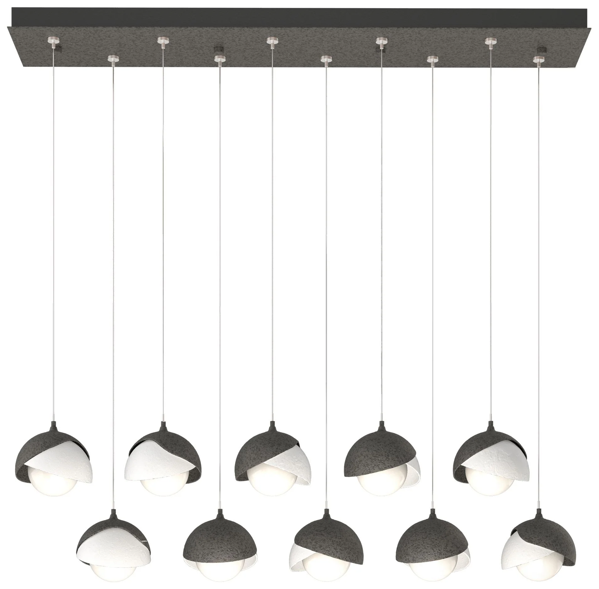Brooklyn 44.5"W 10-Light Double Rectangular White and Iron Standard Pe - Image 1