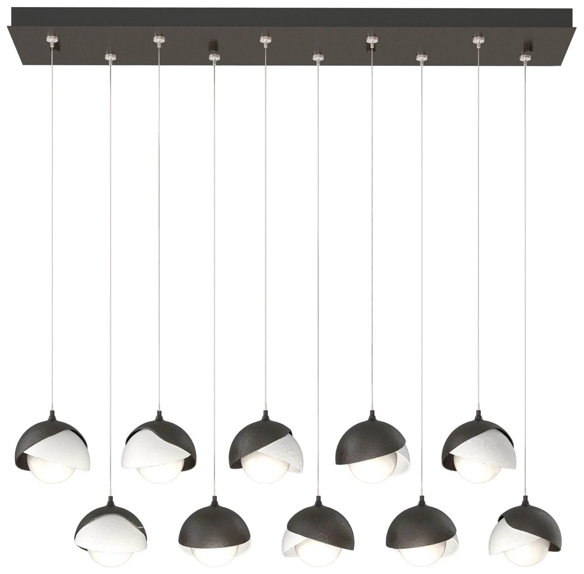Brooklyn 44.5"W 10-Light Double Rectangular White & Oiled Bronze P - Image 1