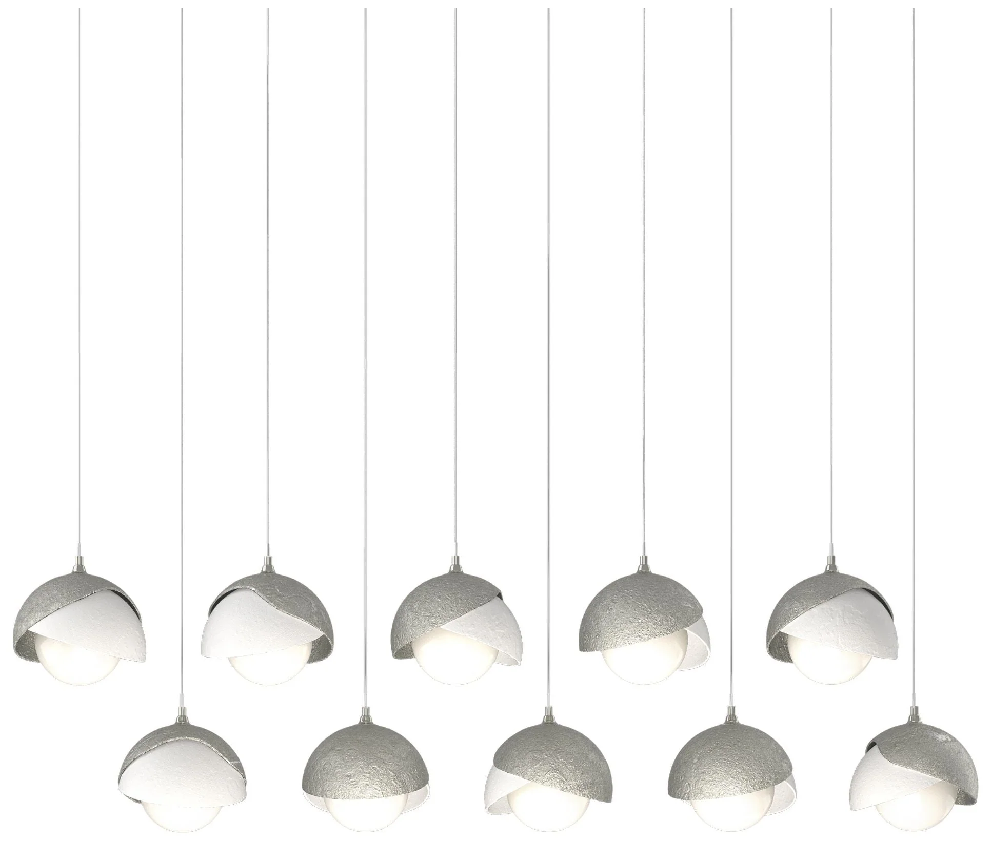 Brooklyn 44.5"W 10-Light Double Rectangular White and Sterling Long Pe - Image 1