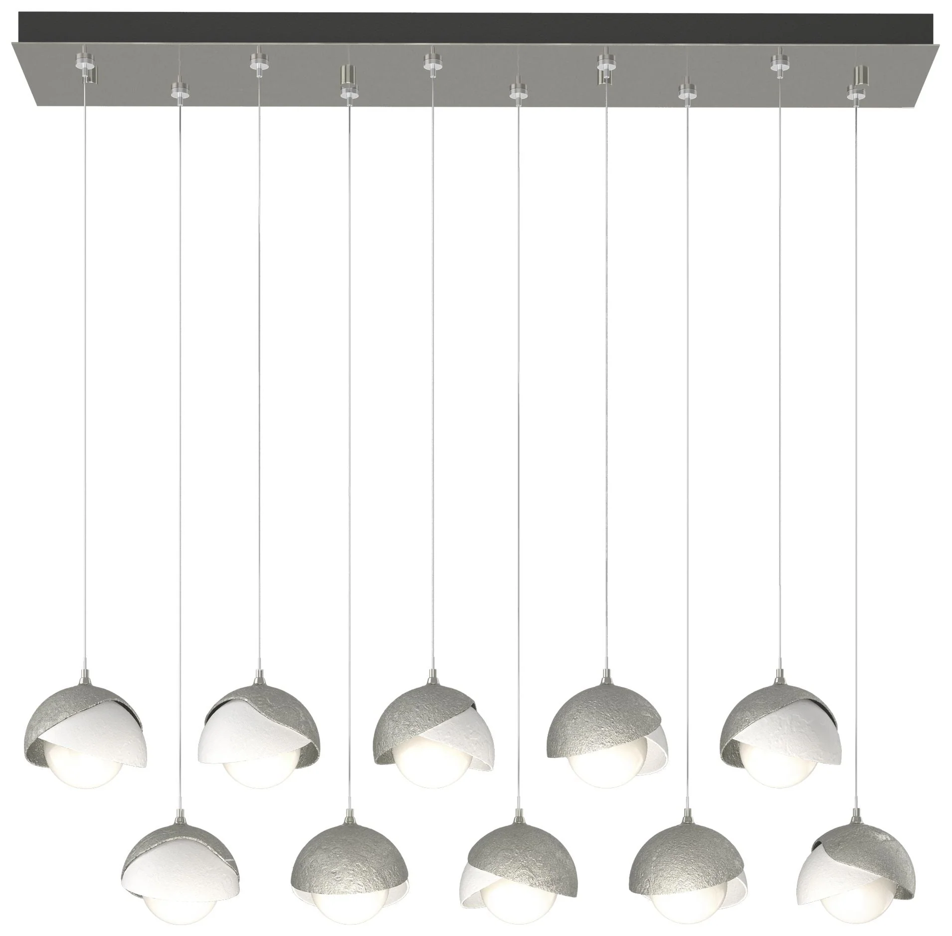 Brooklyn 44.5"W 10-Light Double Rectangular White and Sterling Pendant - Image 1
