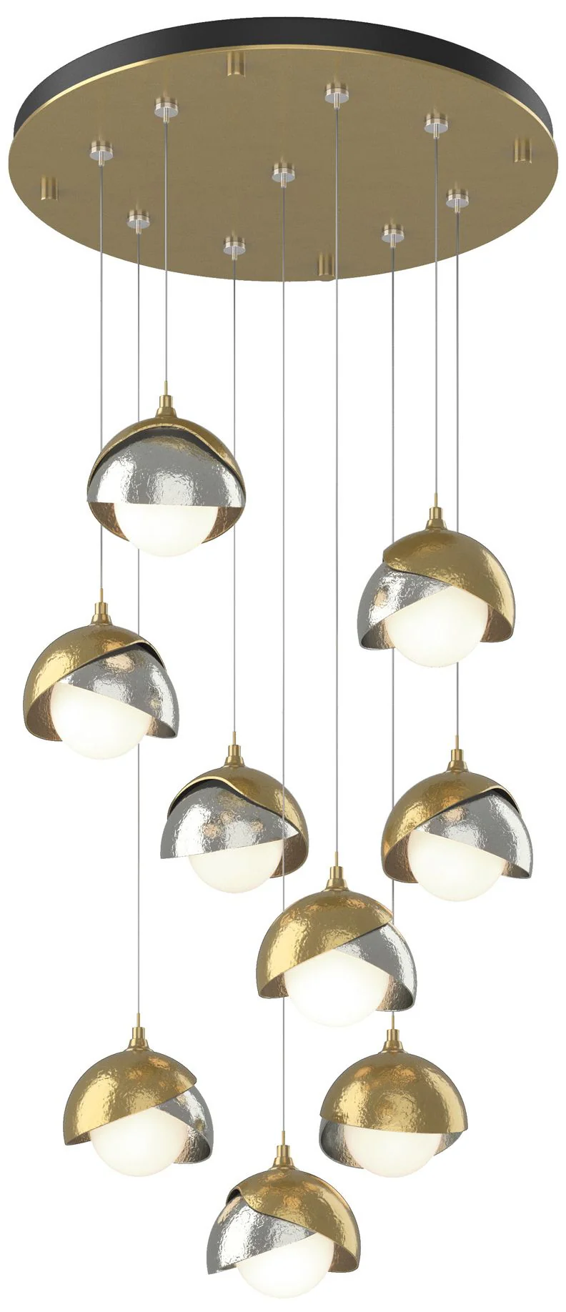 Brooklyn 9-Light Double Shade Round Pendant - Brass - Sterling - Opal - Image 1