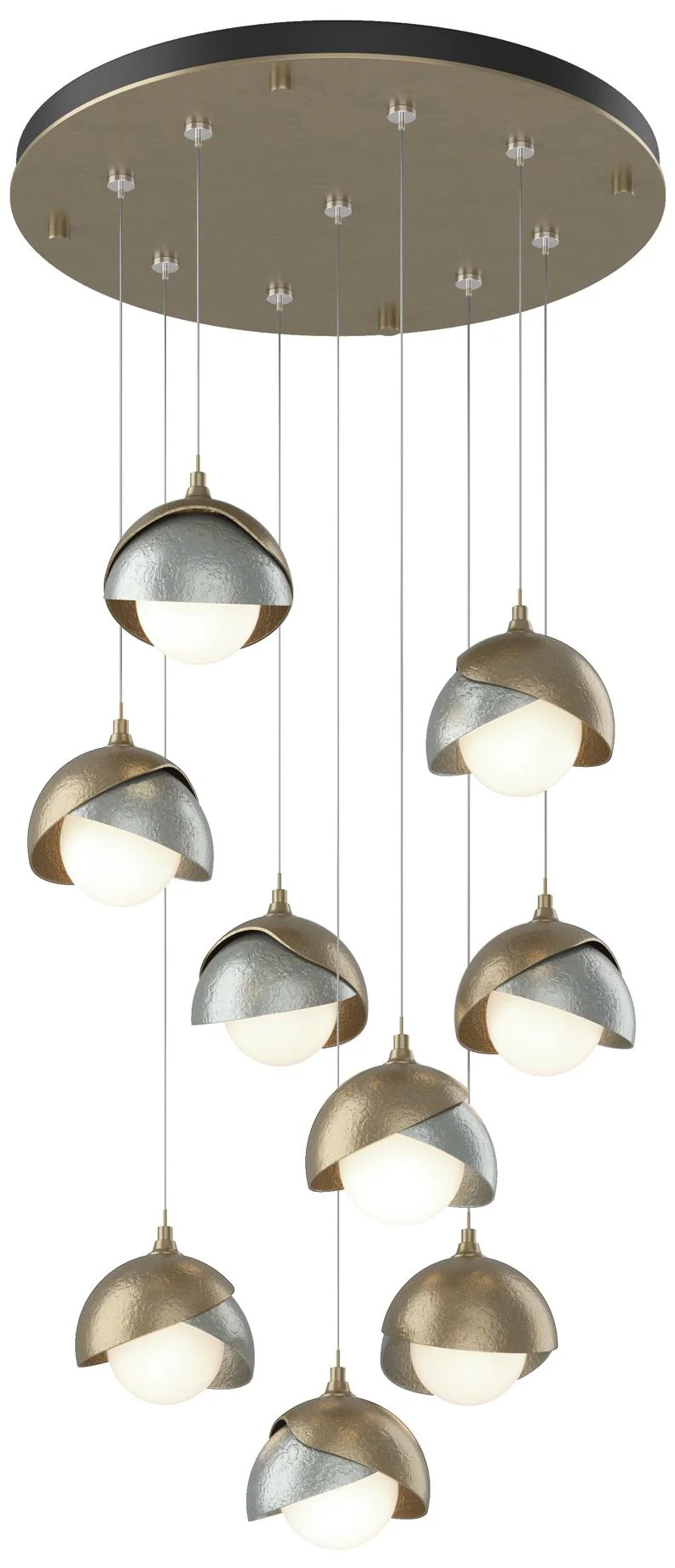 Brooklyn 9-Light Double Shade Round Pendant - Gold - Platinum - Opal - Image 1