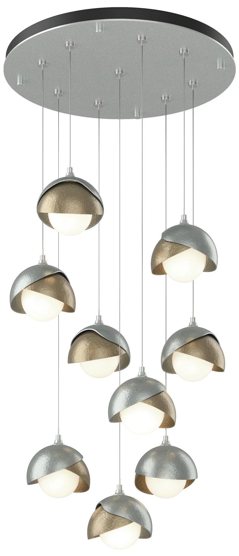 Brooklyn 9-Light Double Shade Round Pendant - Platinum - Gold - Opal - Image 1