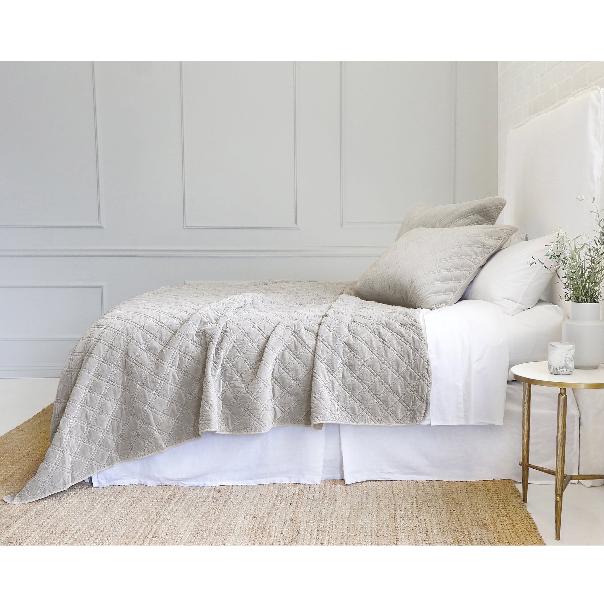 Pom Pom at Home Brussels Taupe Cotton Velvet Diamond Quilted Coverlet & Euro Shams ~ Available in Queen and King Sizes - Image 3