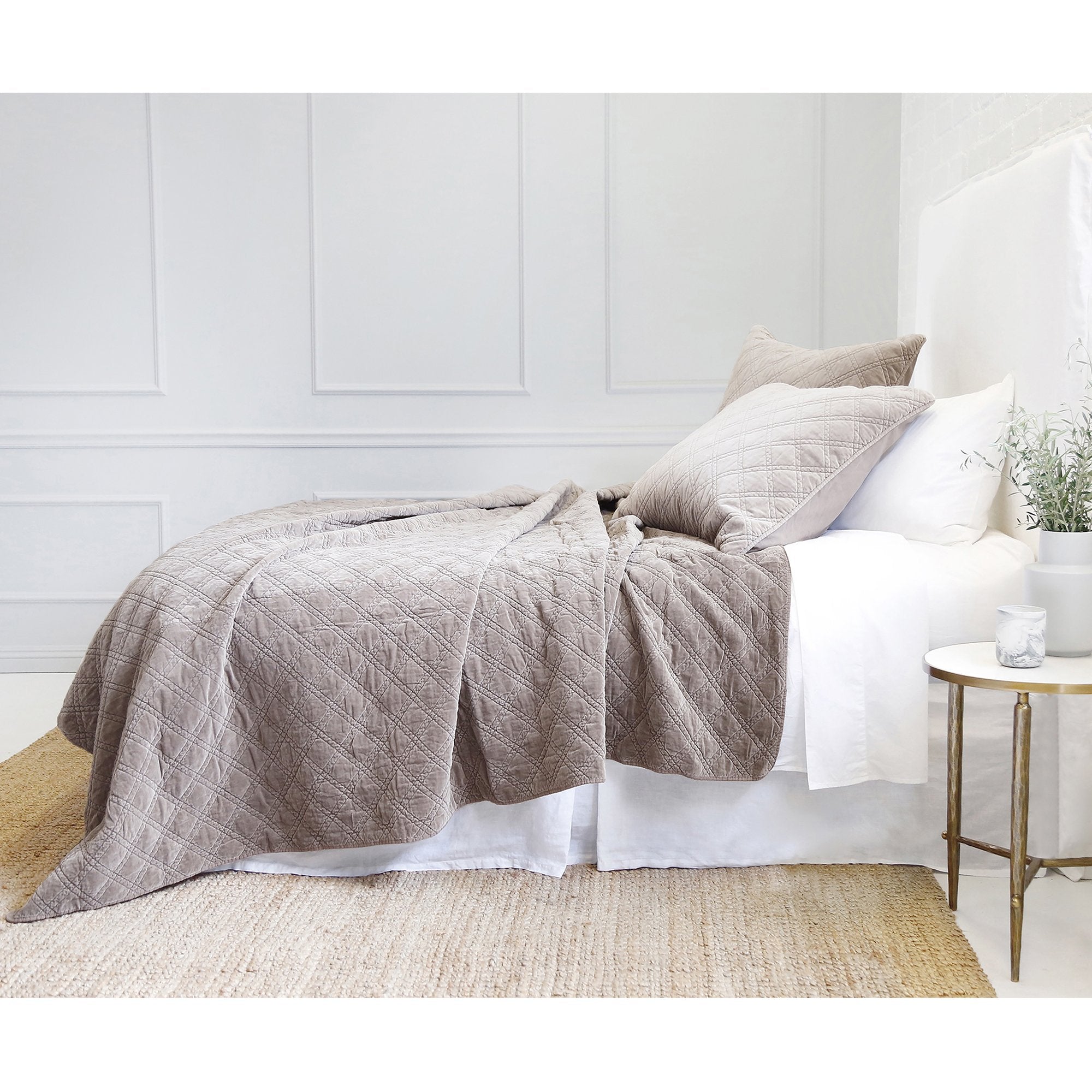 Pom Pom at Home Brussels Walnut Cotton Velvet Diamond Quilted Coverlet & Euro Shams ~ Available in Queen and King Sizes - Image 3