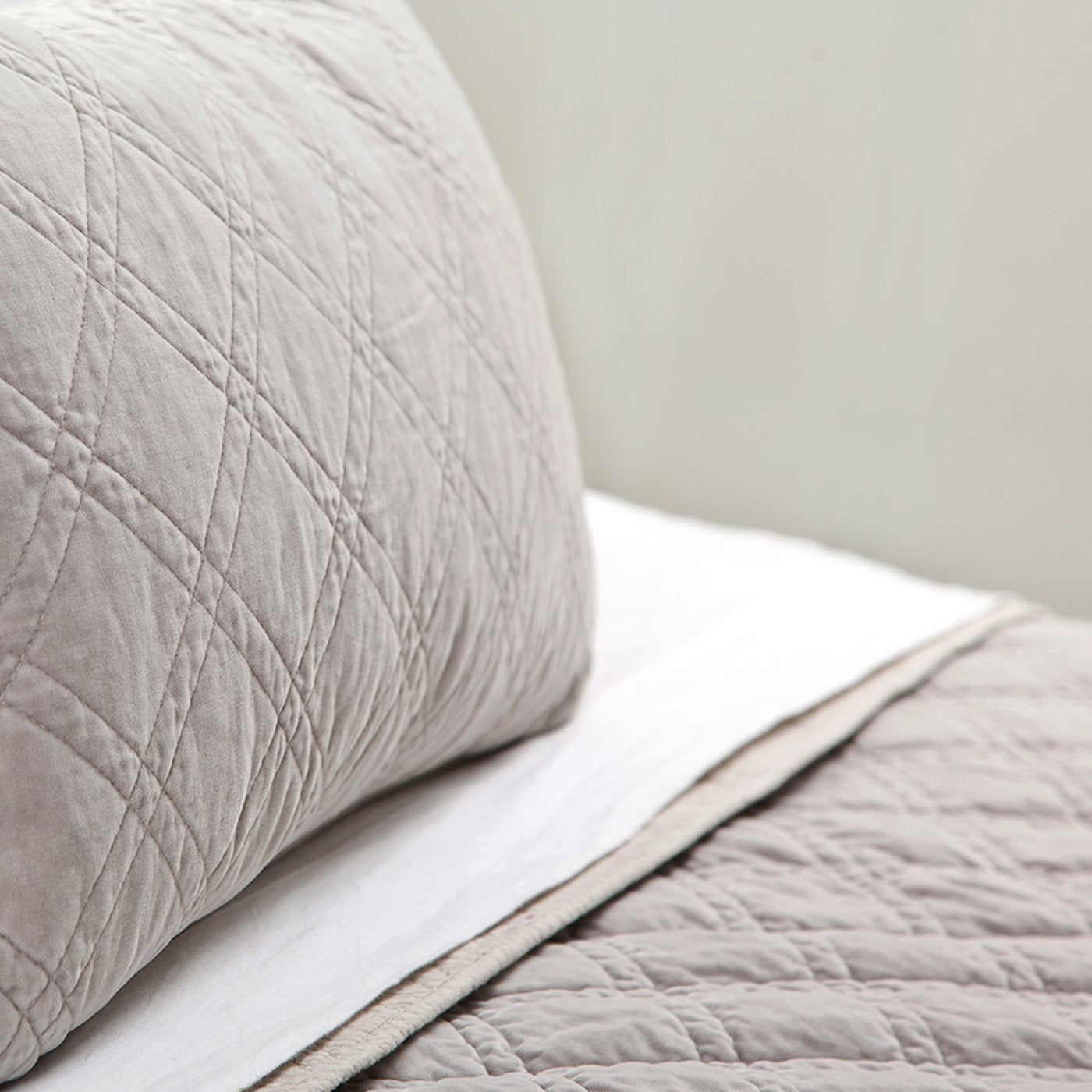 Pom Pom at Home Brussels Taupe Cotton Velvet Diamond Quilted Coverlet & Euro Shams ~ Available in Queen and King Sizes - Image 2