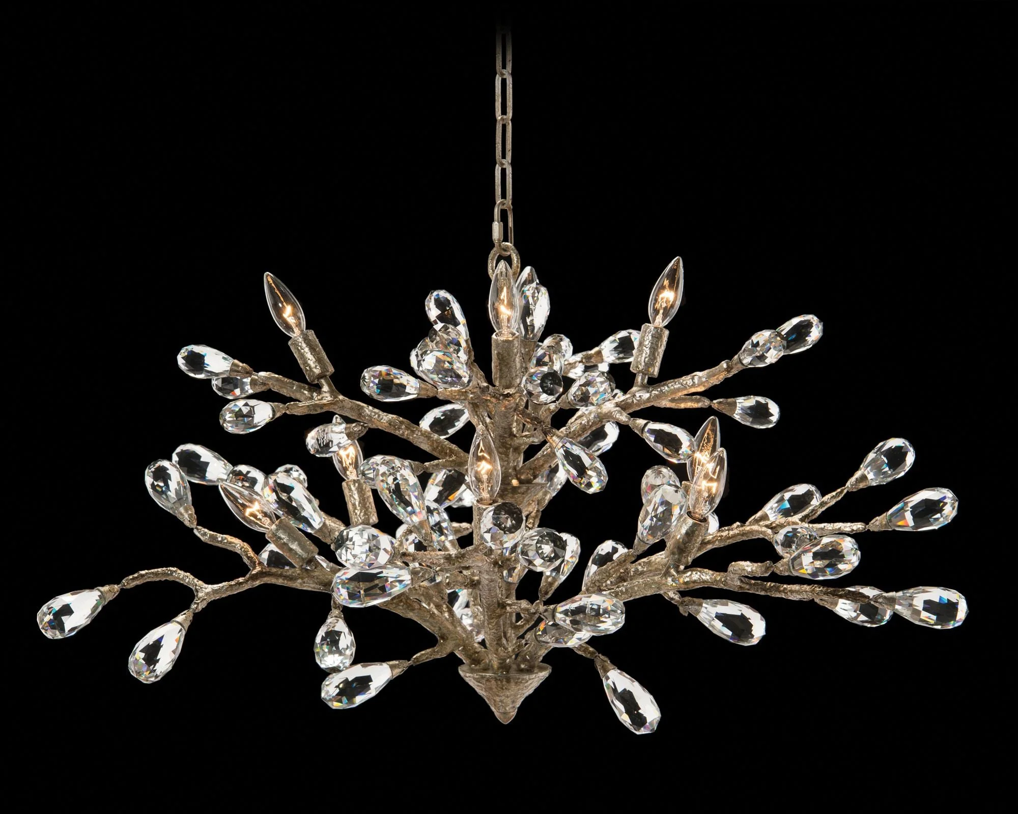 Budding Crystal 39" Wide Antique Silver 10-Light Chandelier - Image 1
