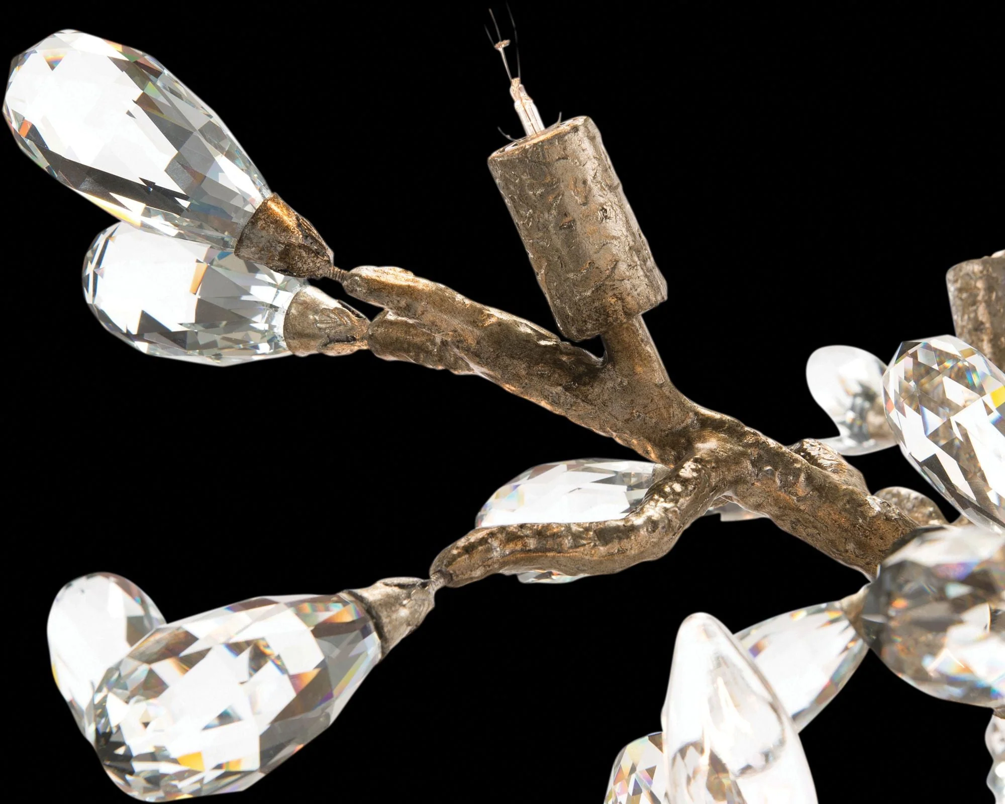 Budding Crystal 39" Wide Antique Silver 10-Light Chandelier - Image 3
