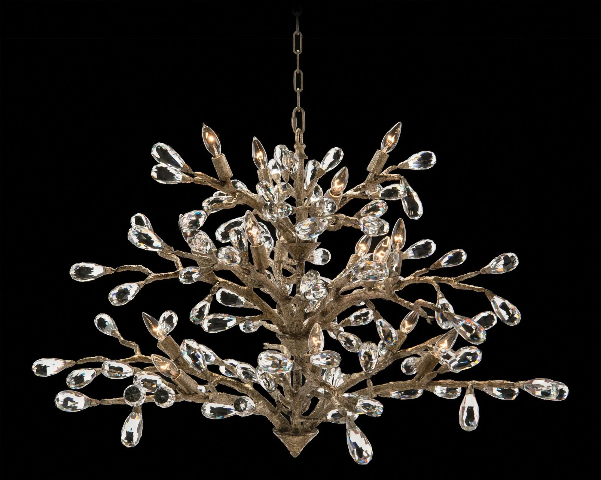 Budding Crystal 47" Wide Antique Silver 16-Light Chandelier - Image 1