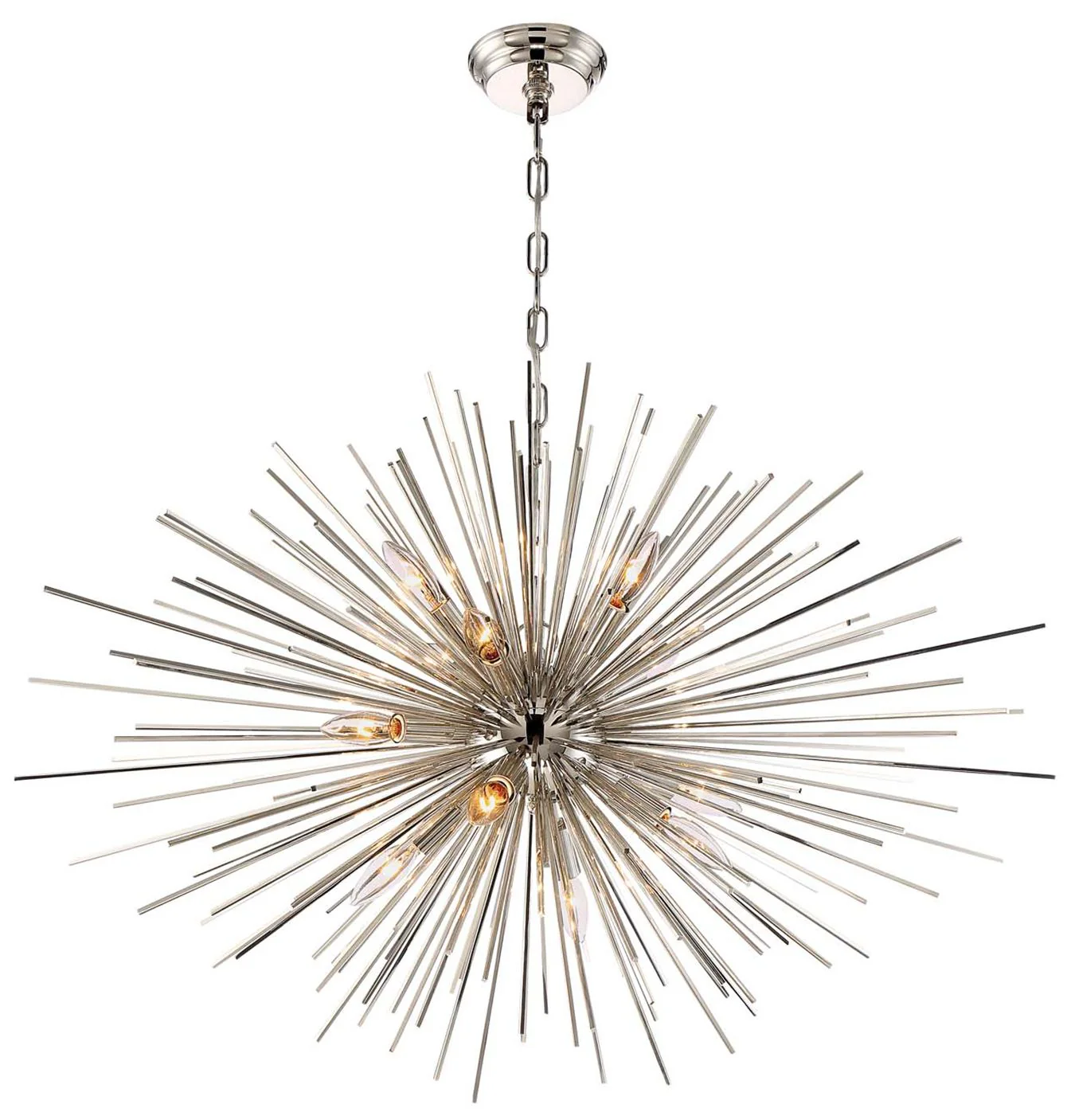 Burst 12-Light 35 Inch Unique Polished Nickel Square Stem Sputnik - Image 1