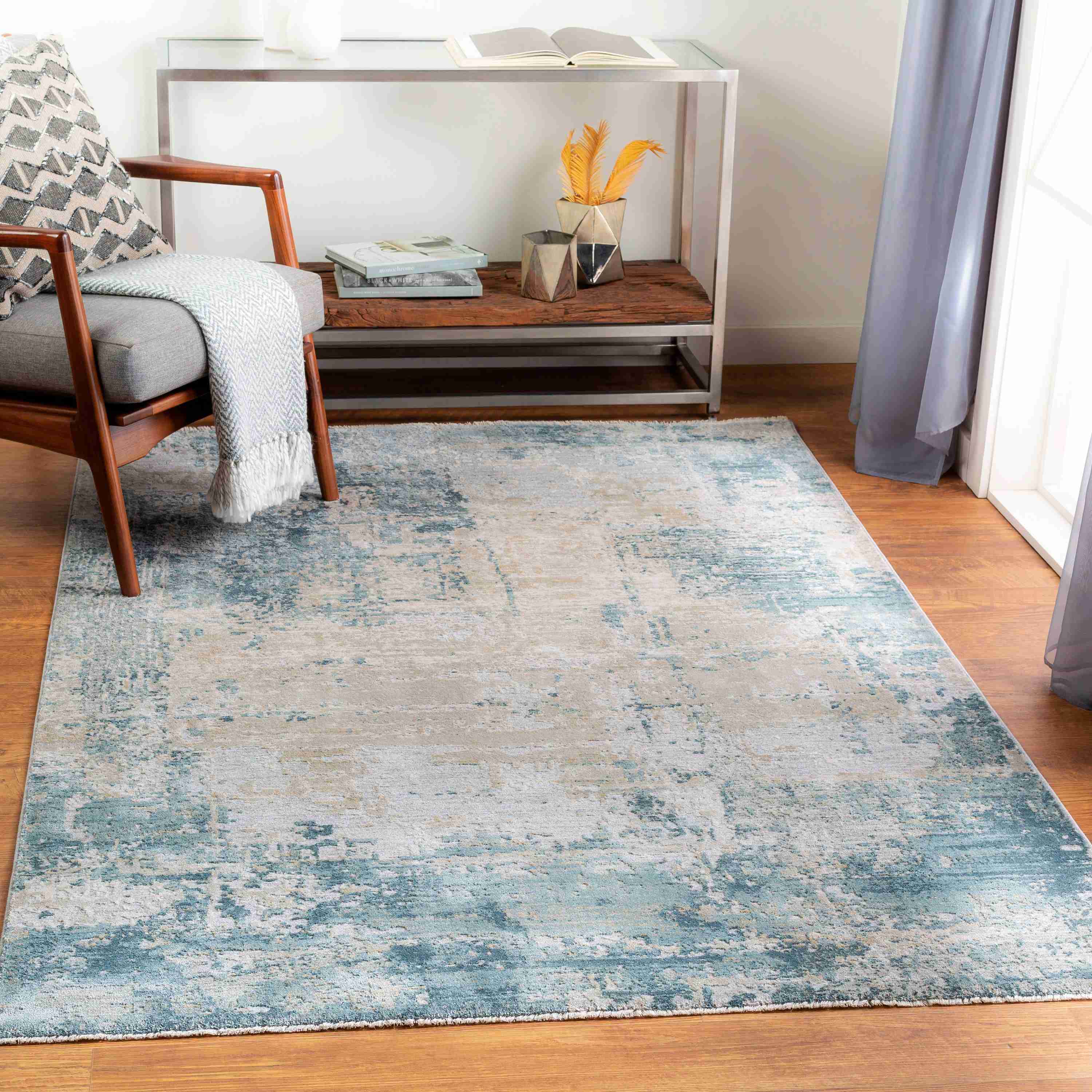 Surya Rugs Brunswick Collection Dusty Sage, Light Gray, Olive, Pale Blue, Taupe, Teal, White & Navy Area Rug BWK-2302 - Image 2
