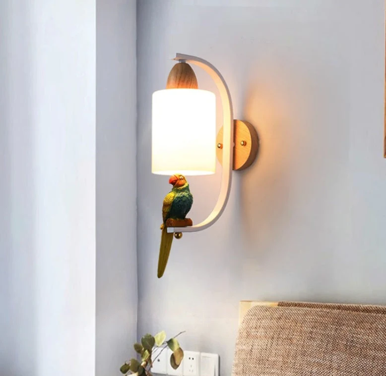 Solid Wood Bedside Wall Lamp – Minimalist Creative Light for Living Room or Stair Aisle