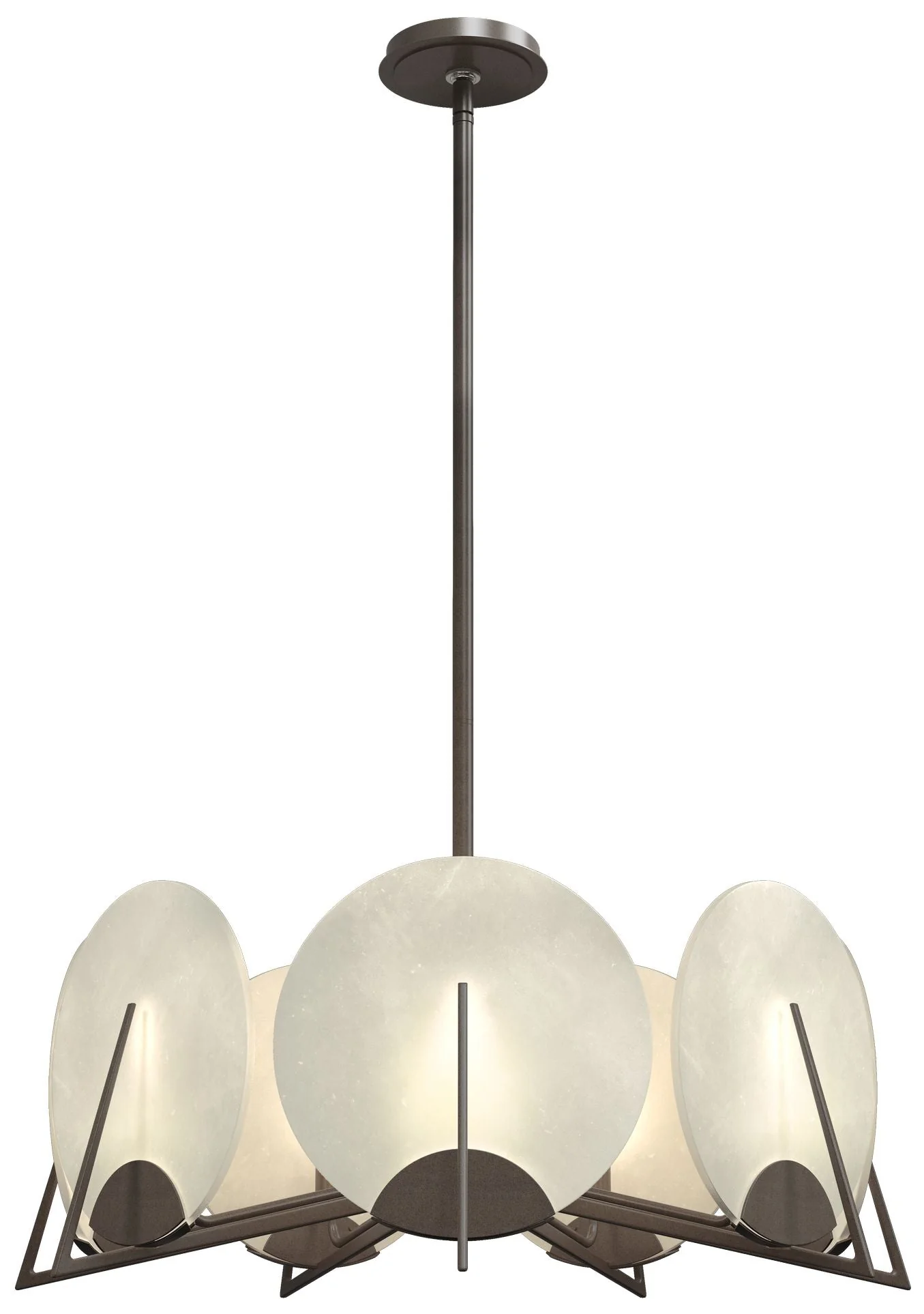 Callisto 28.1" Wide 7-Light Bronze Pendant With Alabaster Shade - Image 1