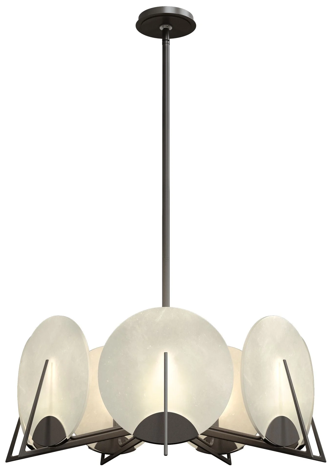 Callisto 28.1" Wide 7-Light Dark Smoke Pendant With Alabaster Shade - Image 1