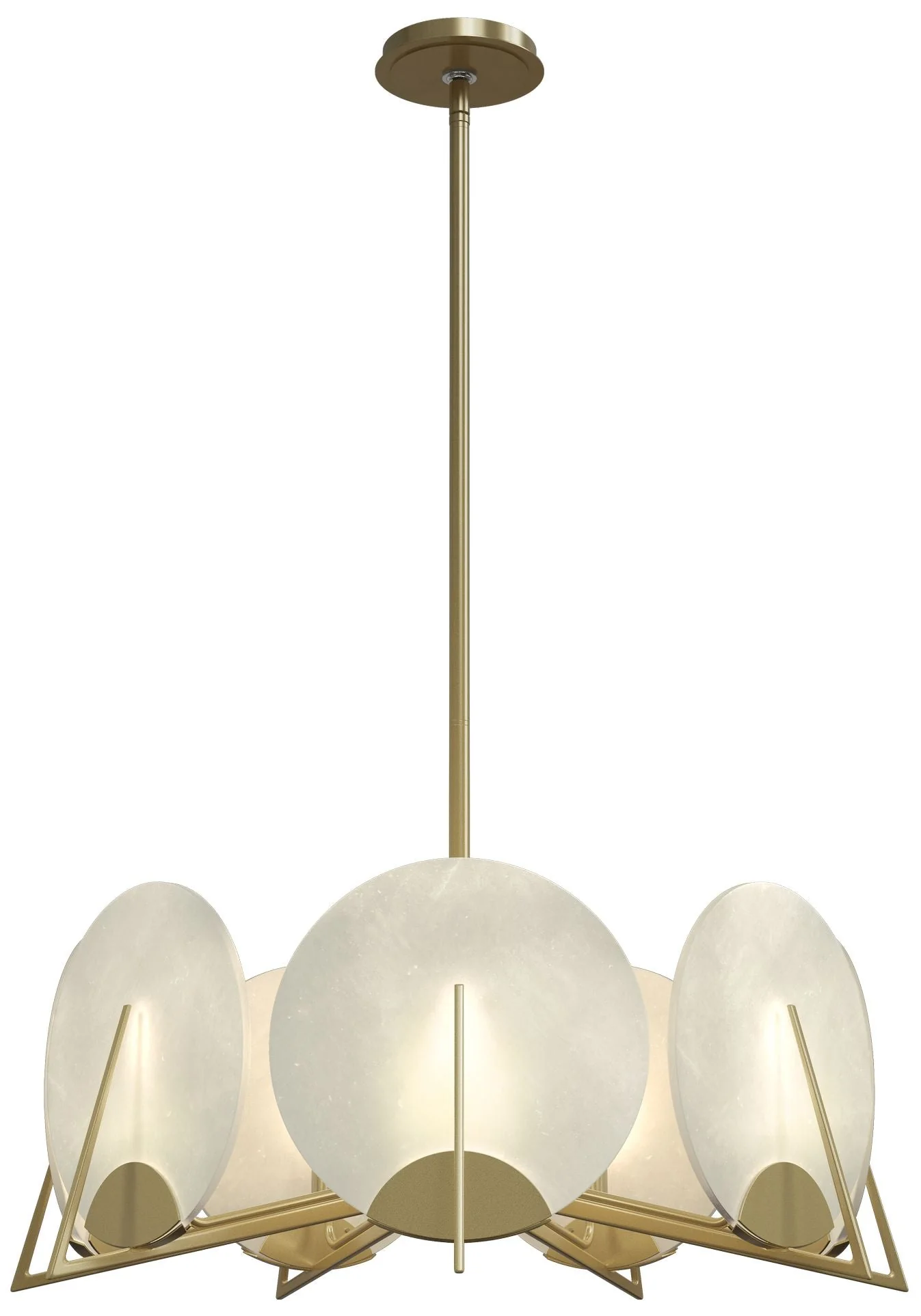 Callisto 28.1" Wide 7-Light Modern Brass Pendant With Alabaster Shade - Image 1