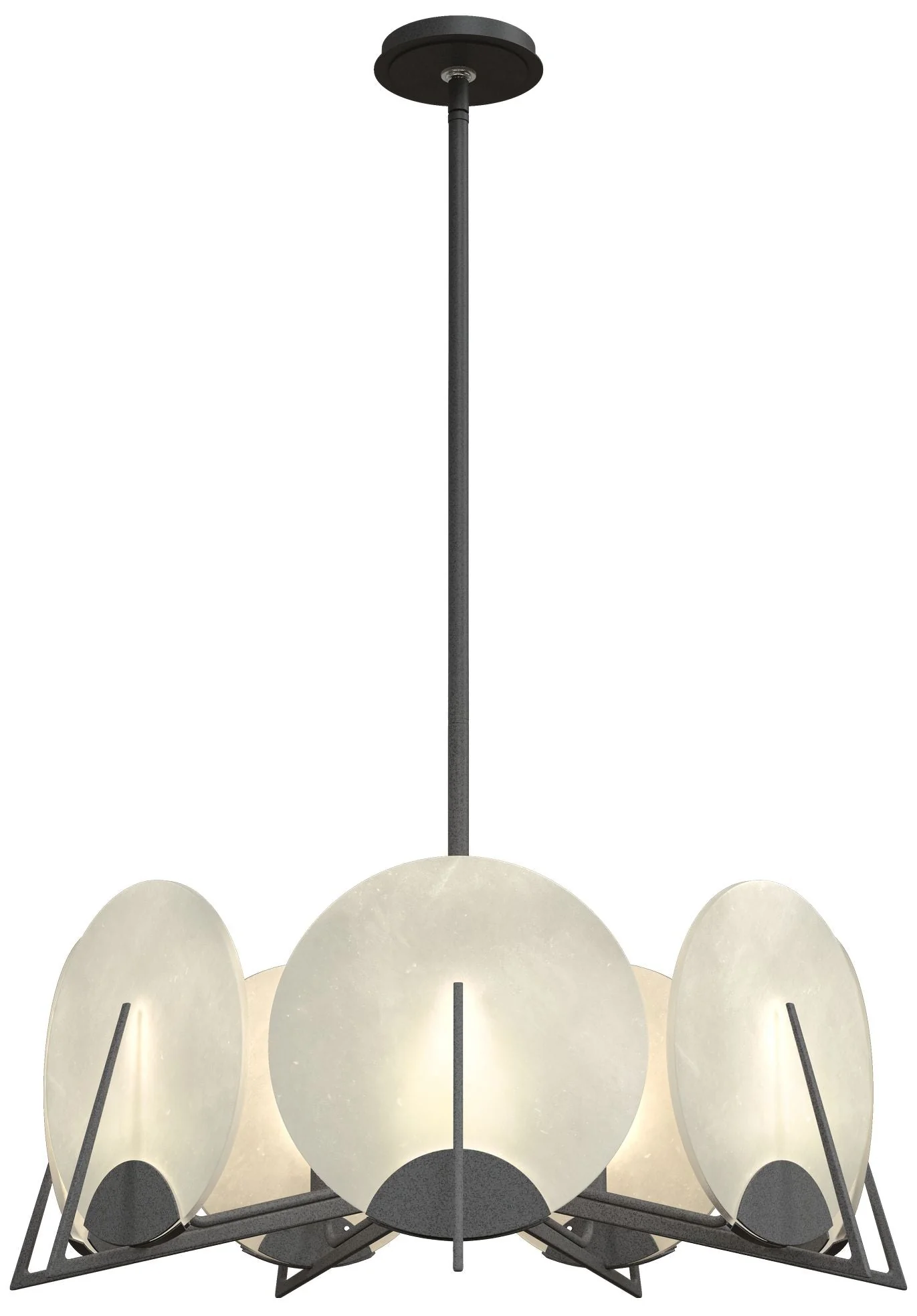 Callisto 28.1" Wide 7-Light Natural Iron Pendant With Alabaster Shade - Image 1
