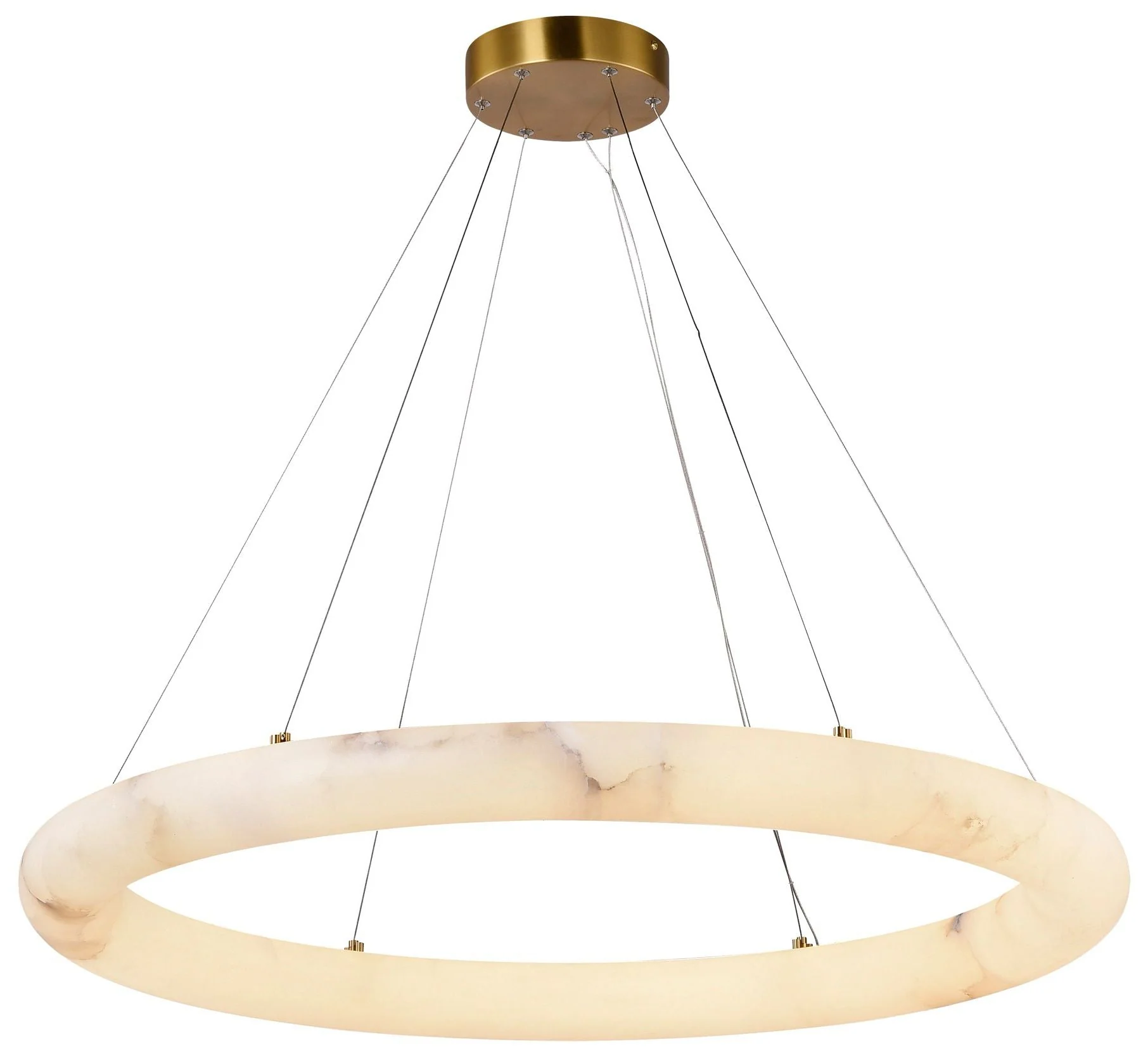 Camila 35" Wide Brushed Brass Chandelier w/ White Opal Shade - Image 1
