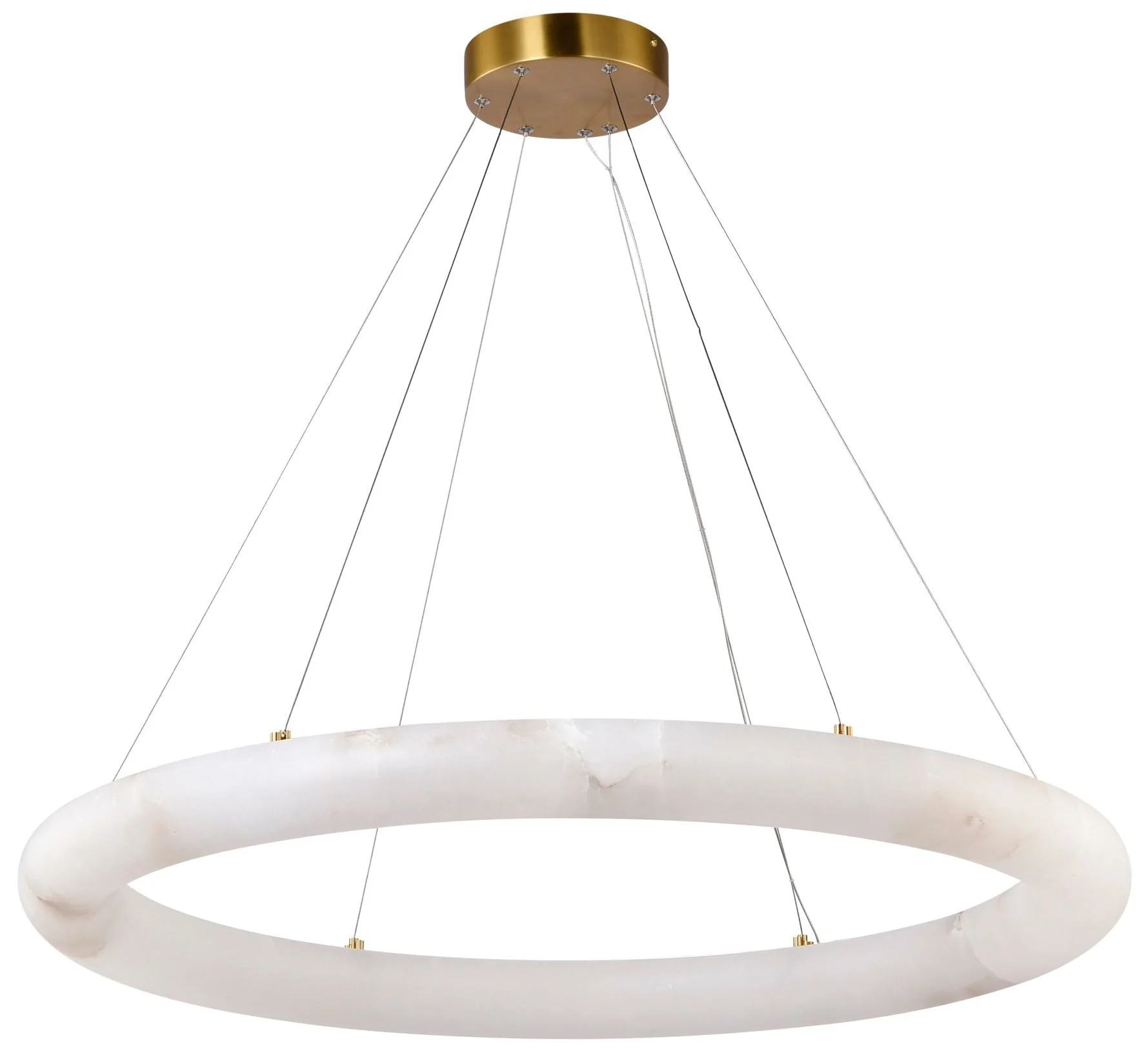 Camila 35" Wide Brushed Brass Chandelier w/ White Opal Shade - Image 2